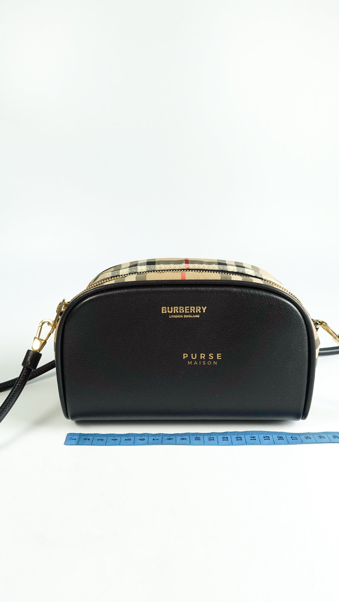 Burberry Half Cube in Vintage Check Canvas Crossbody Bag