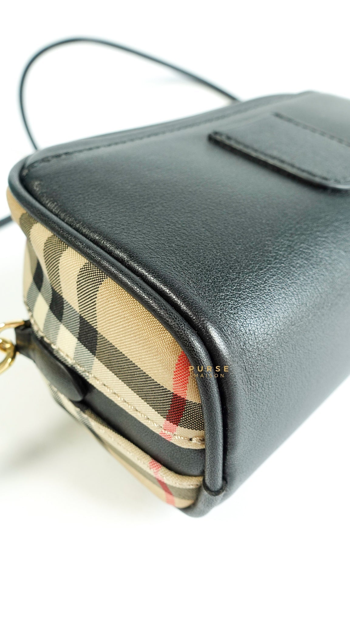 Burberry Half Cube in Vintage Check Canvas Crossbody Bag