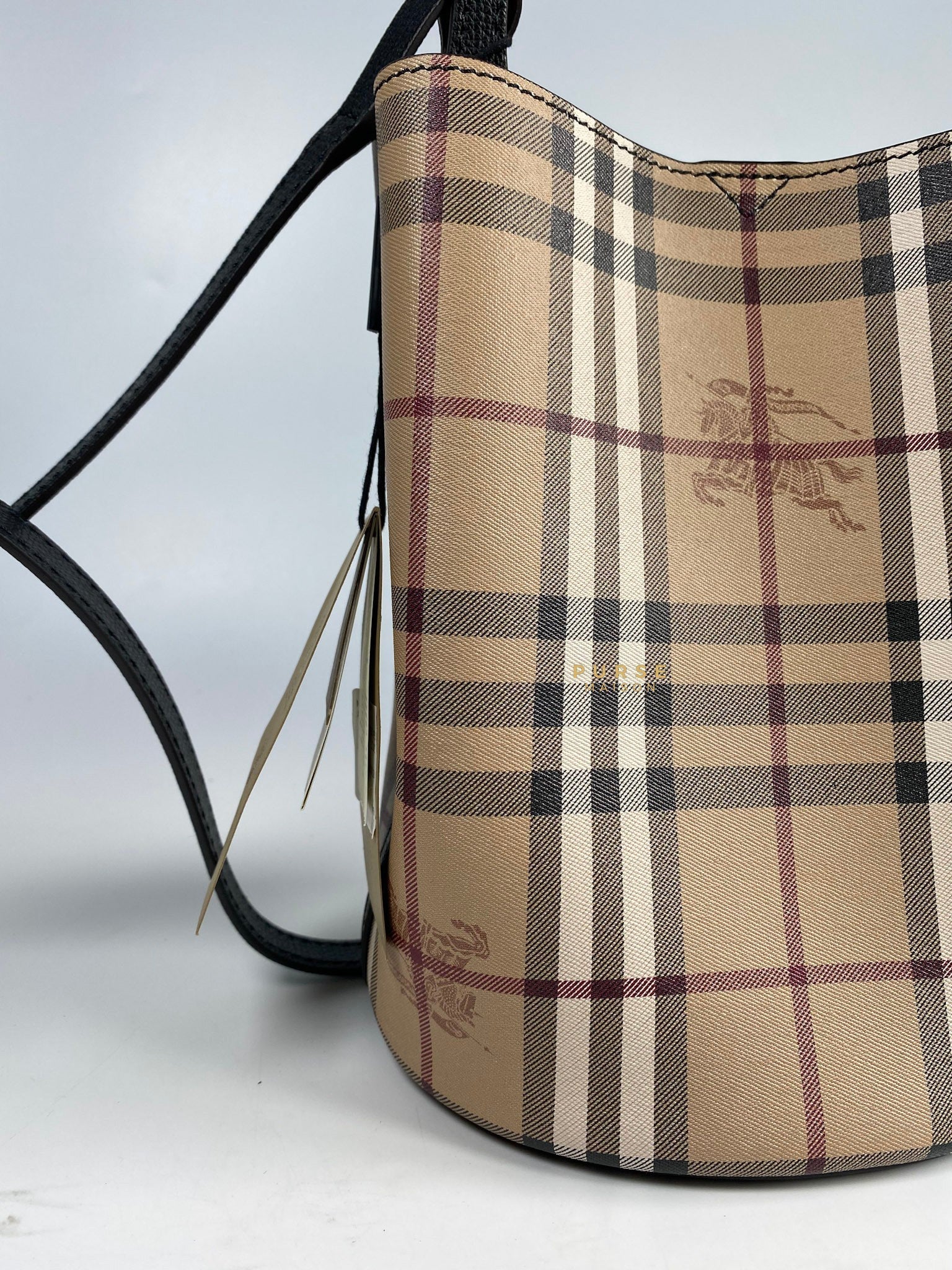 Burberry Haymarket Check Lorne Small Bucket Bag