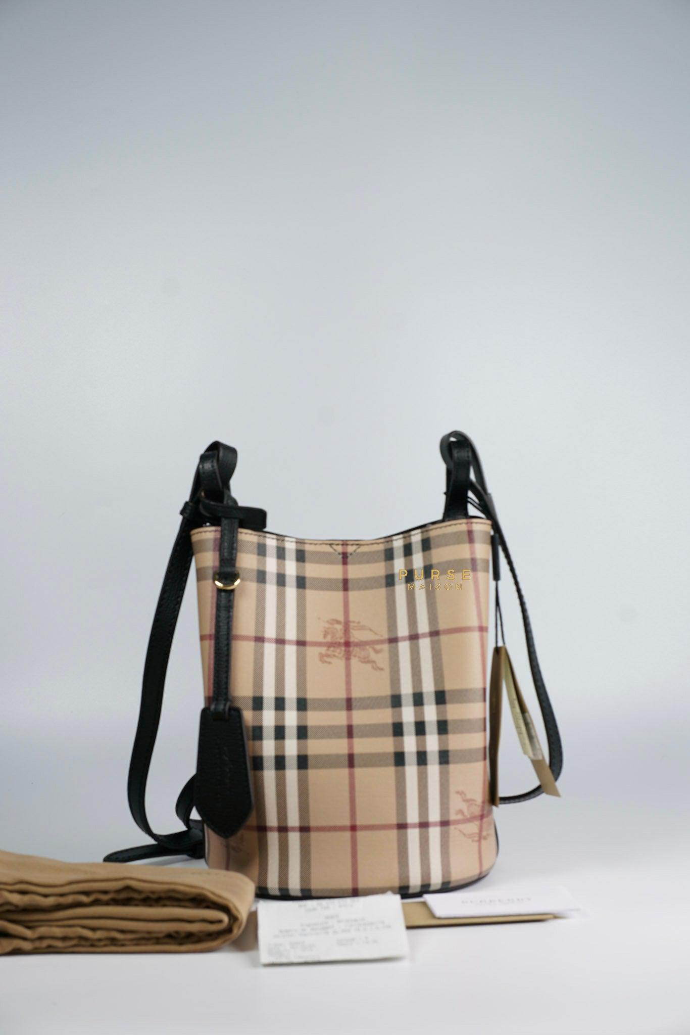 Burberry Haymarket Check Lorne Small Bucket Bag