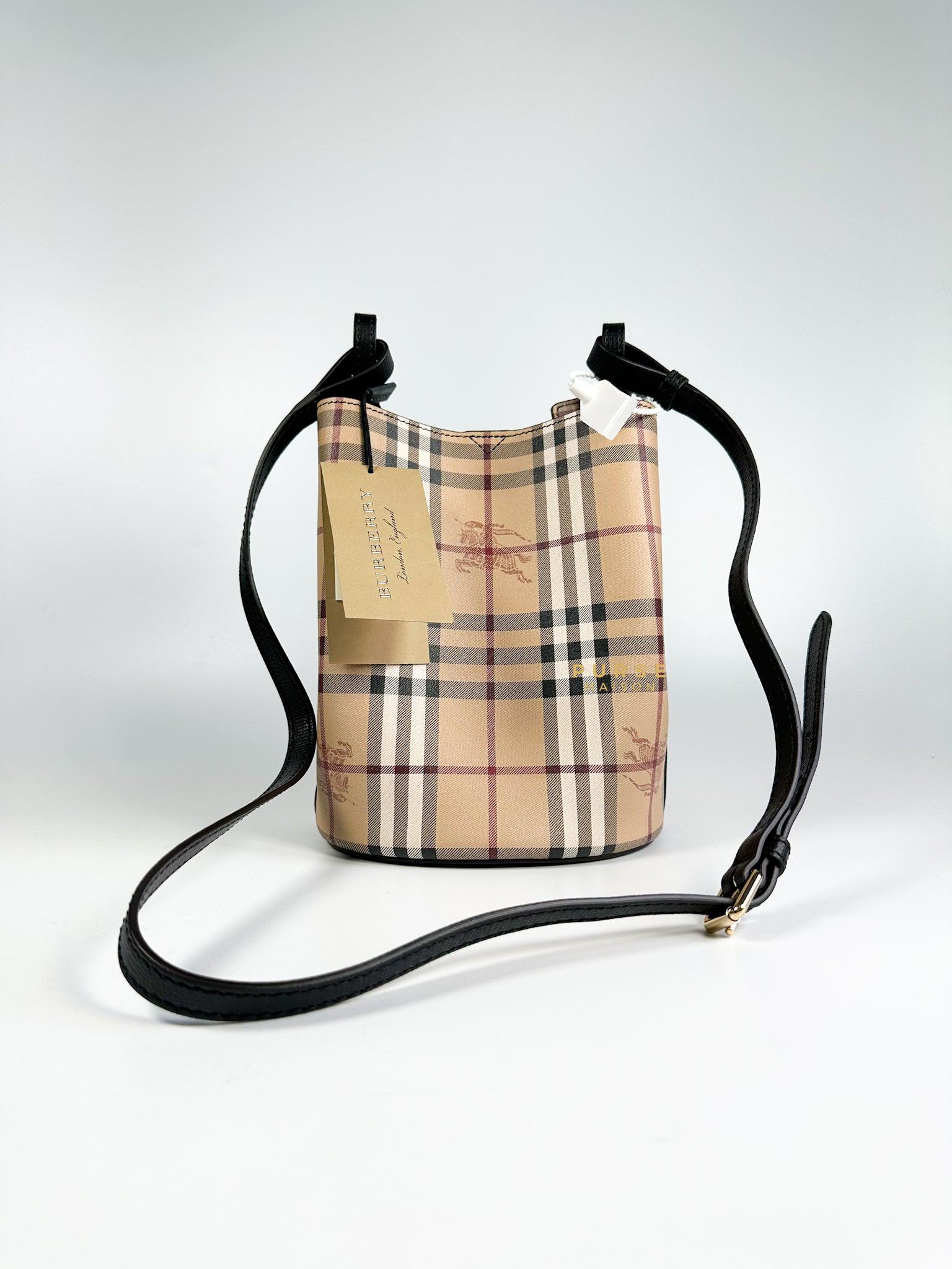 Burberry Haymarket Check Lorne Small Bucket Bag