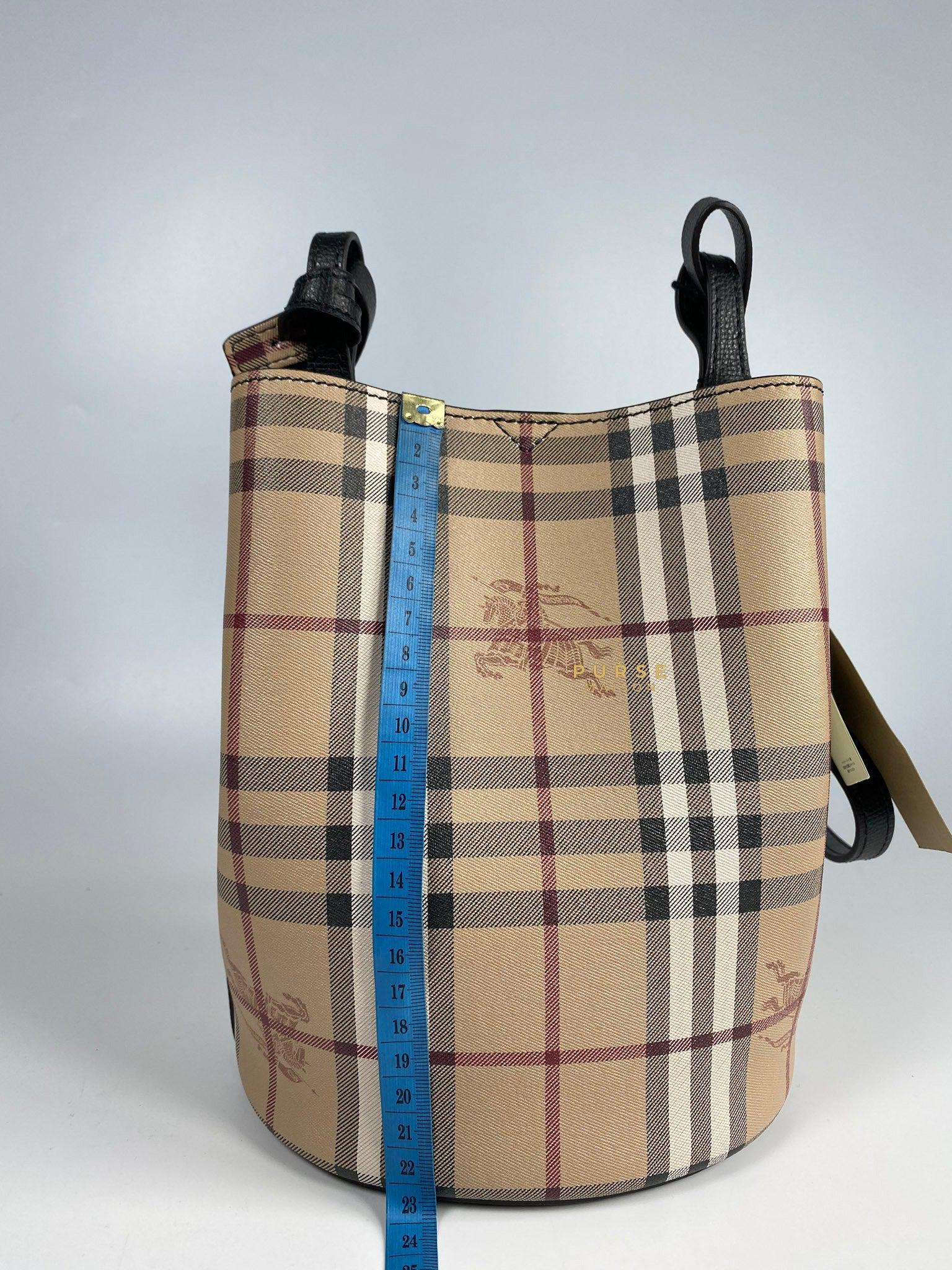 Burberry Haymarket Check Lorne Small Bucket Bag