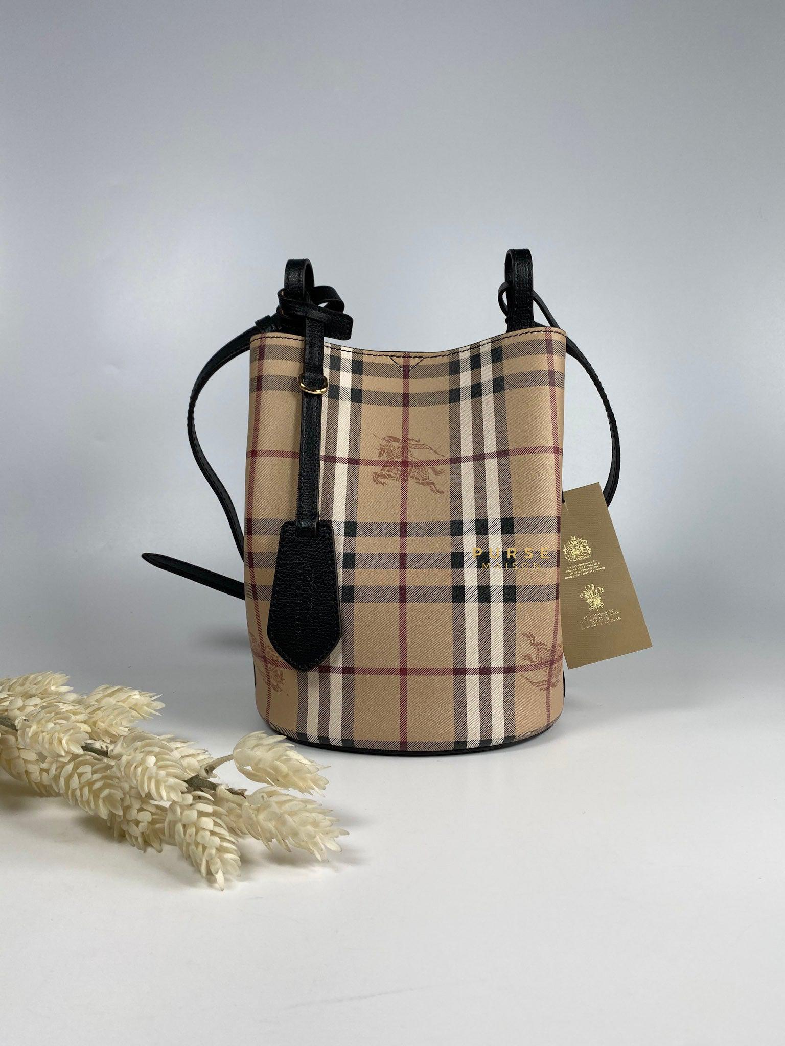 Burberry Haymarket Check Lorne Small Bucket Bag