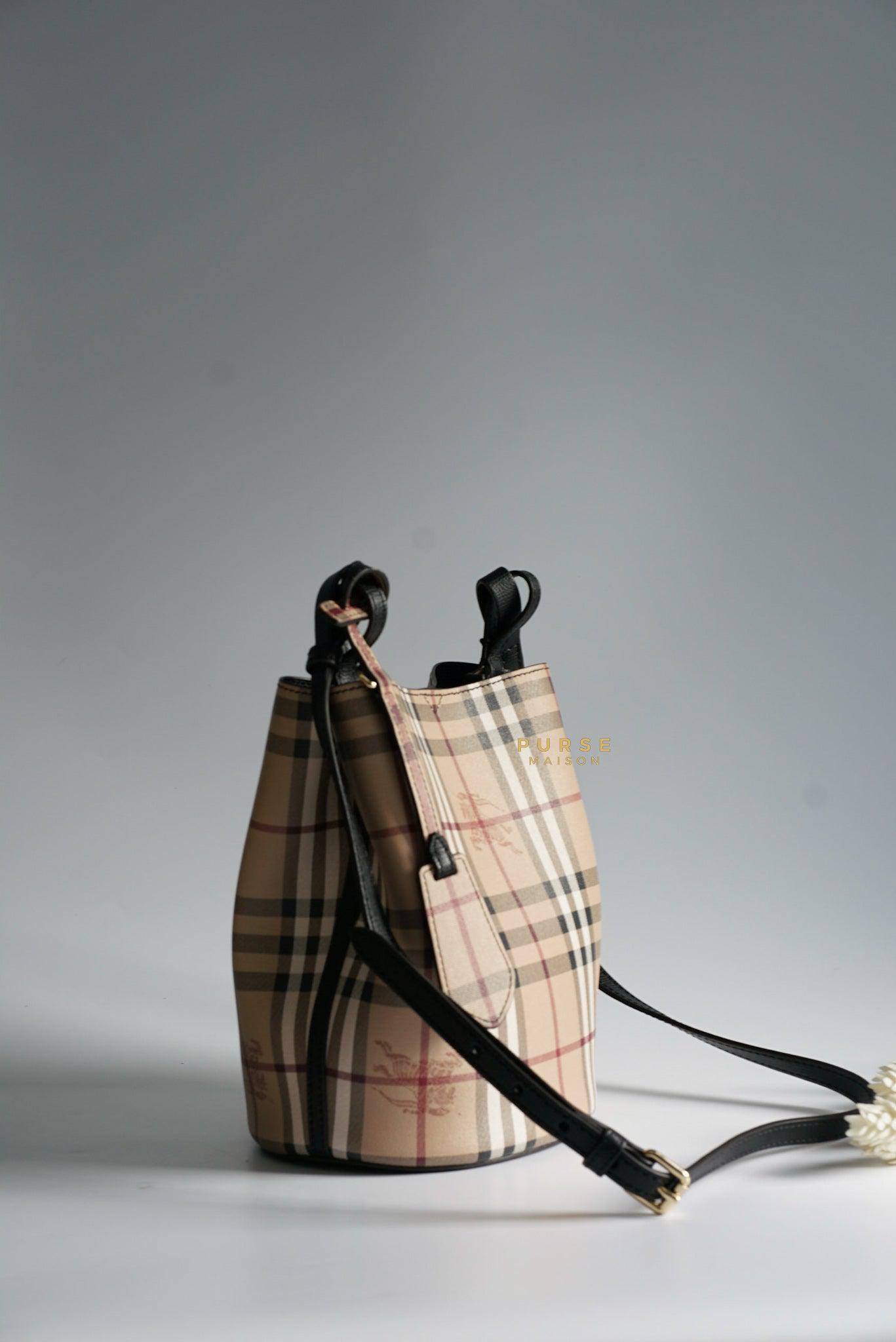 Burberry Haymarket Check Lorne Small Bucket Bag