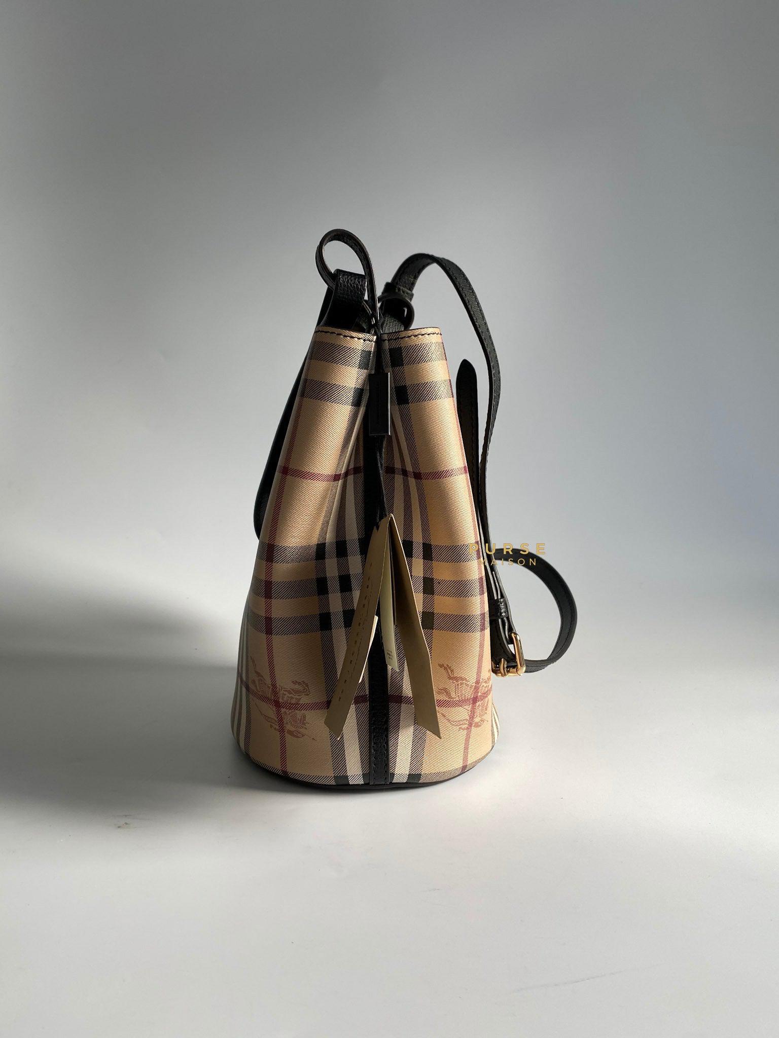 Burberry Haymarket Check Lorne Small Bucket Bag