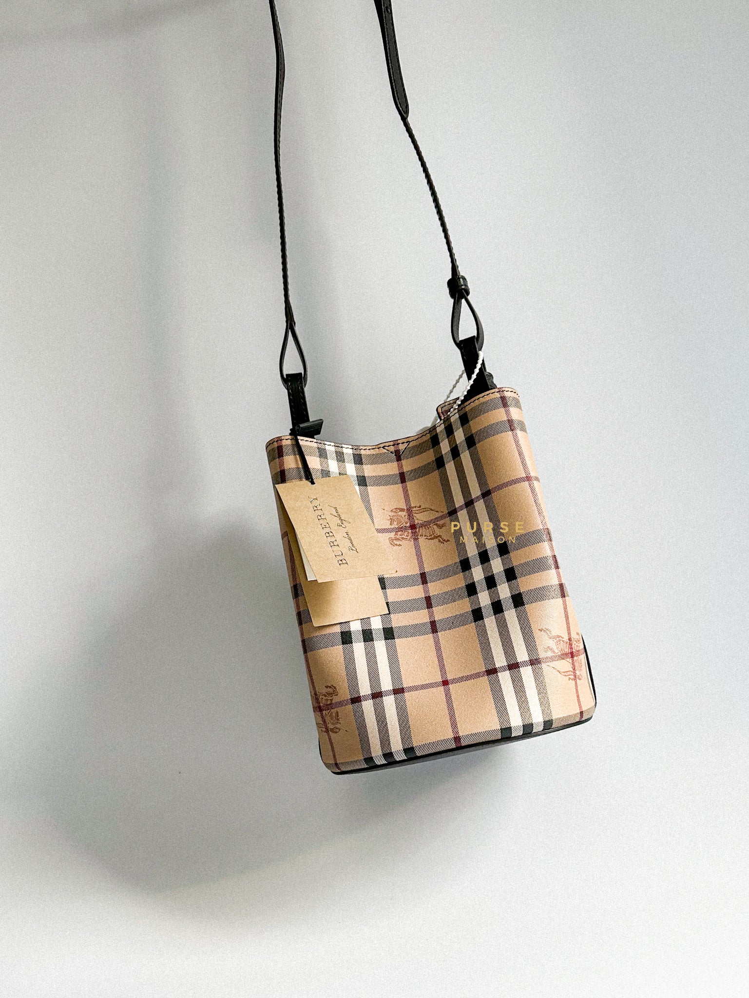 Burberry Haymarket Check Lorne Small Bucket Bag