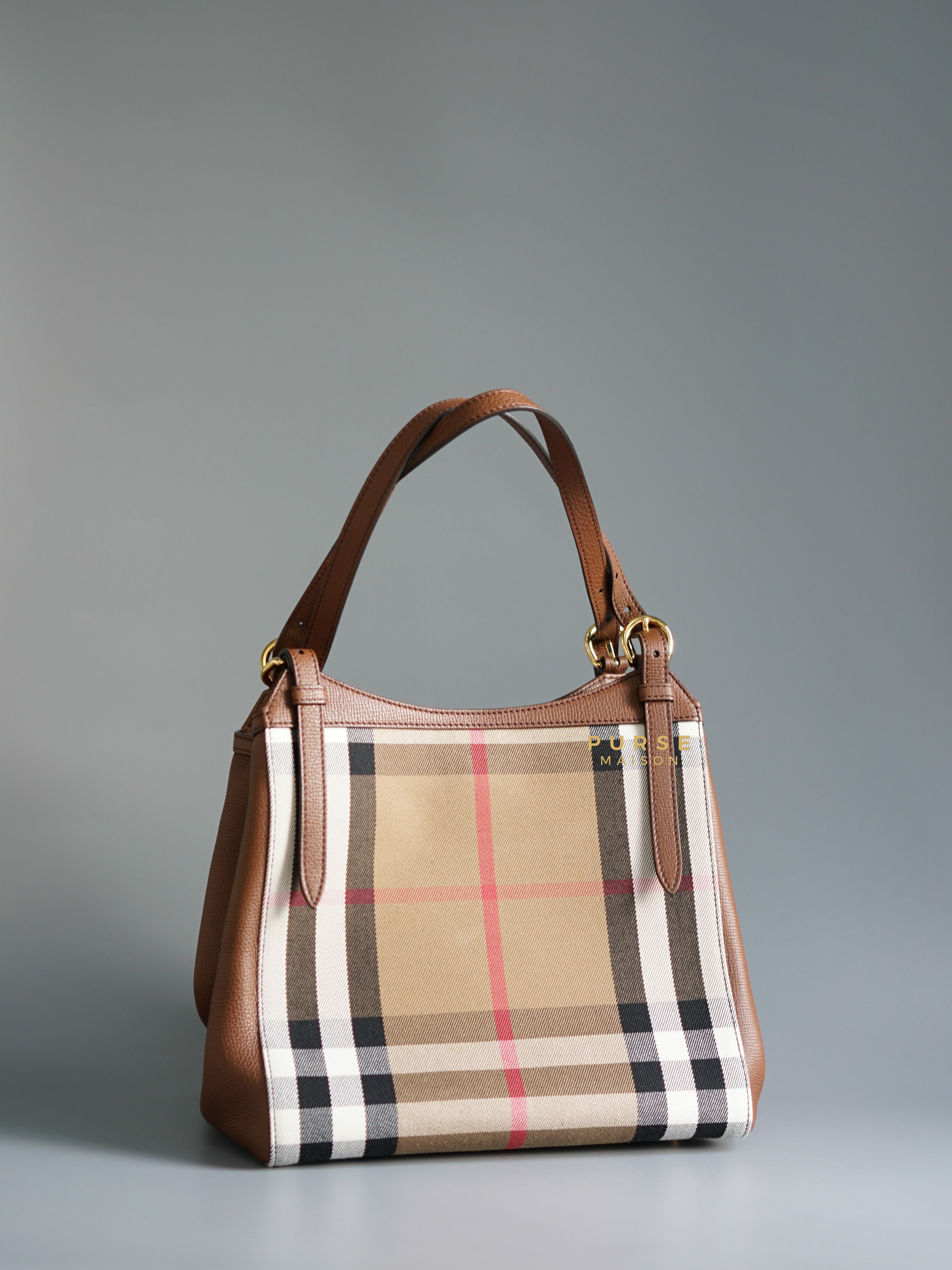 Burberry House Check Derby Leather Small Canterbury Tote Bag | Purse Maison Luxury Bags Shop