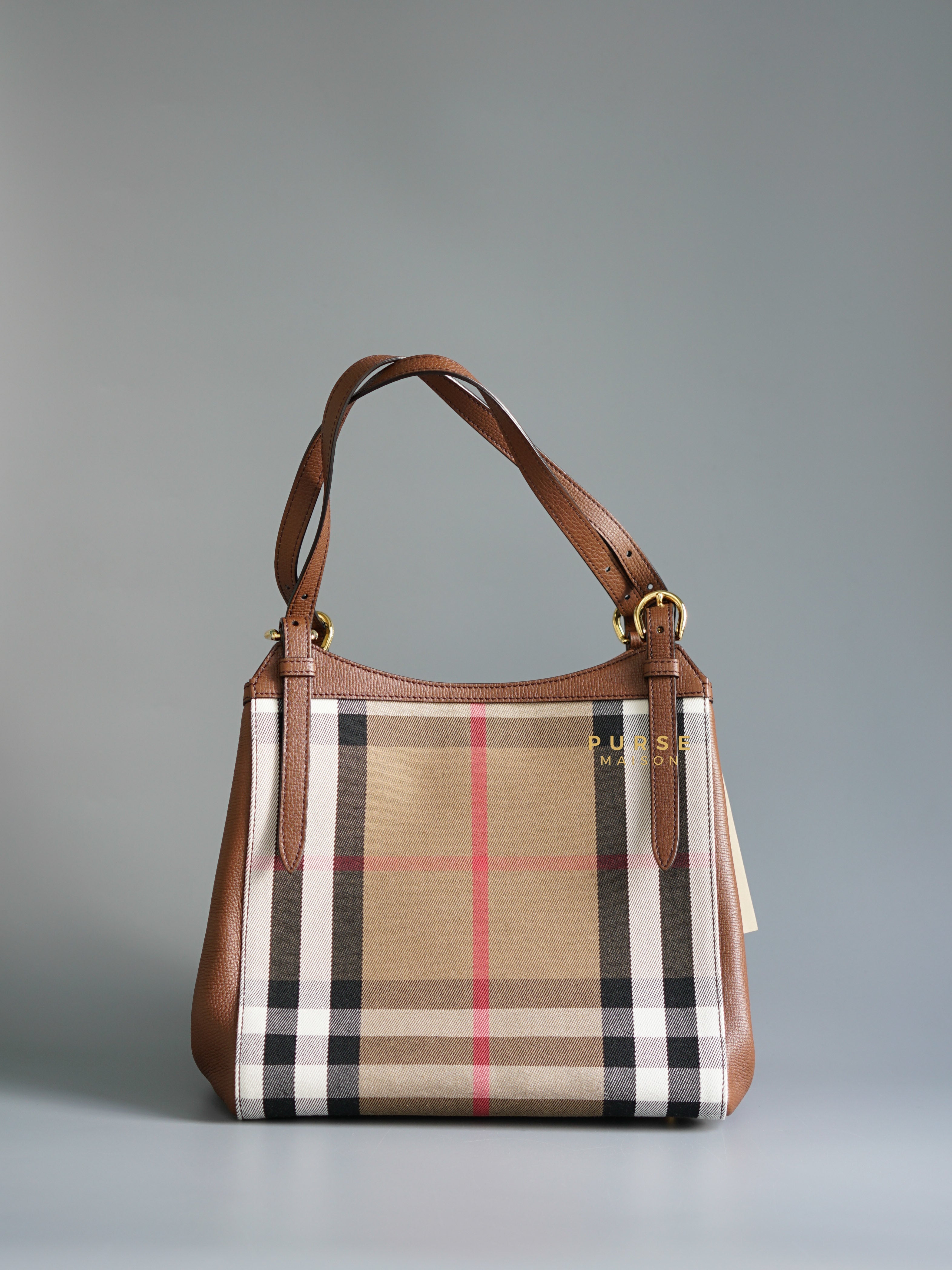 Burberry House Check Derby Leather Small Canterbury Tote Bag | Purse Maison Luxury Bags Shop