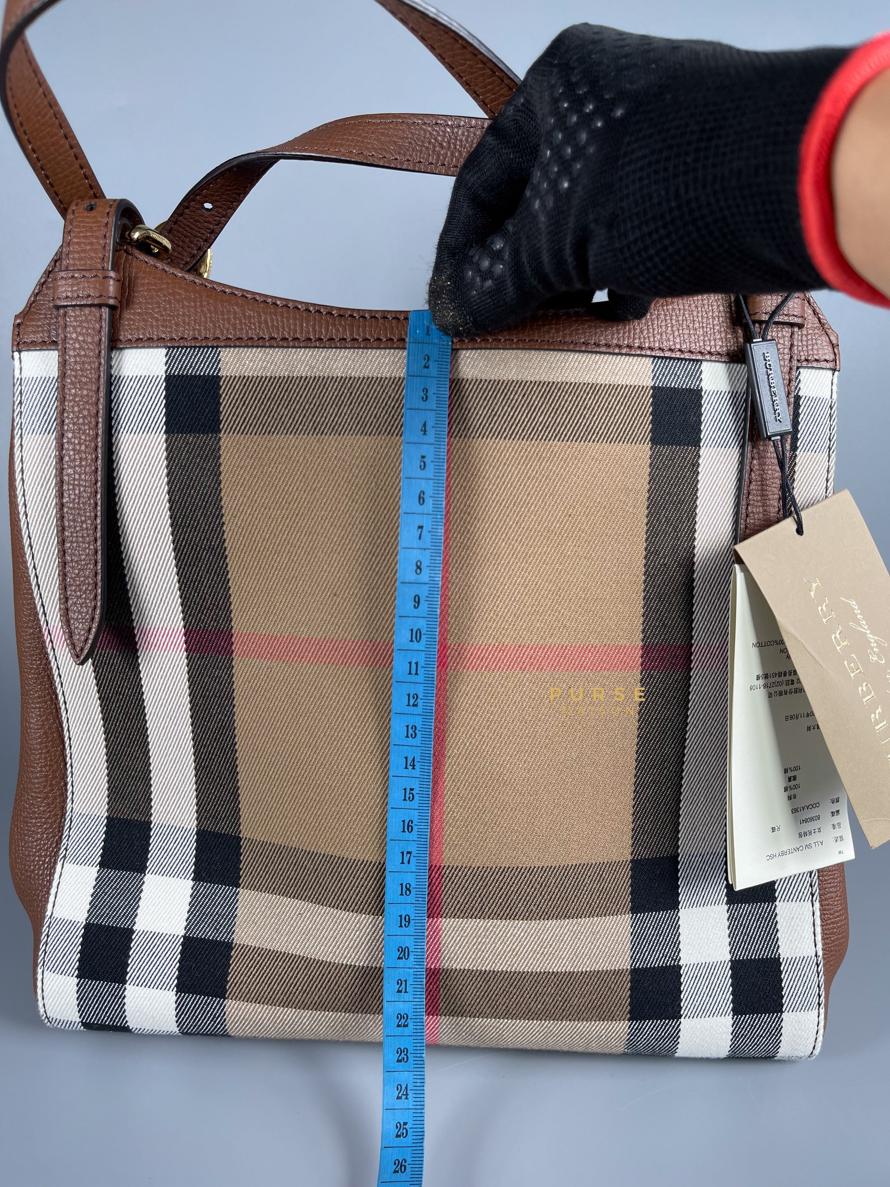 Burberry House Check Derby Leather Small Canterbury Tote Bag | Purse Maison Luxury Bags Shop