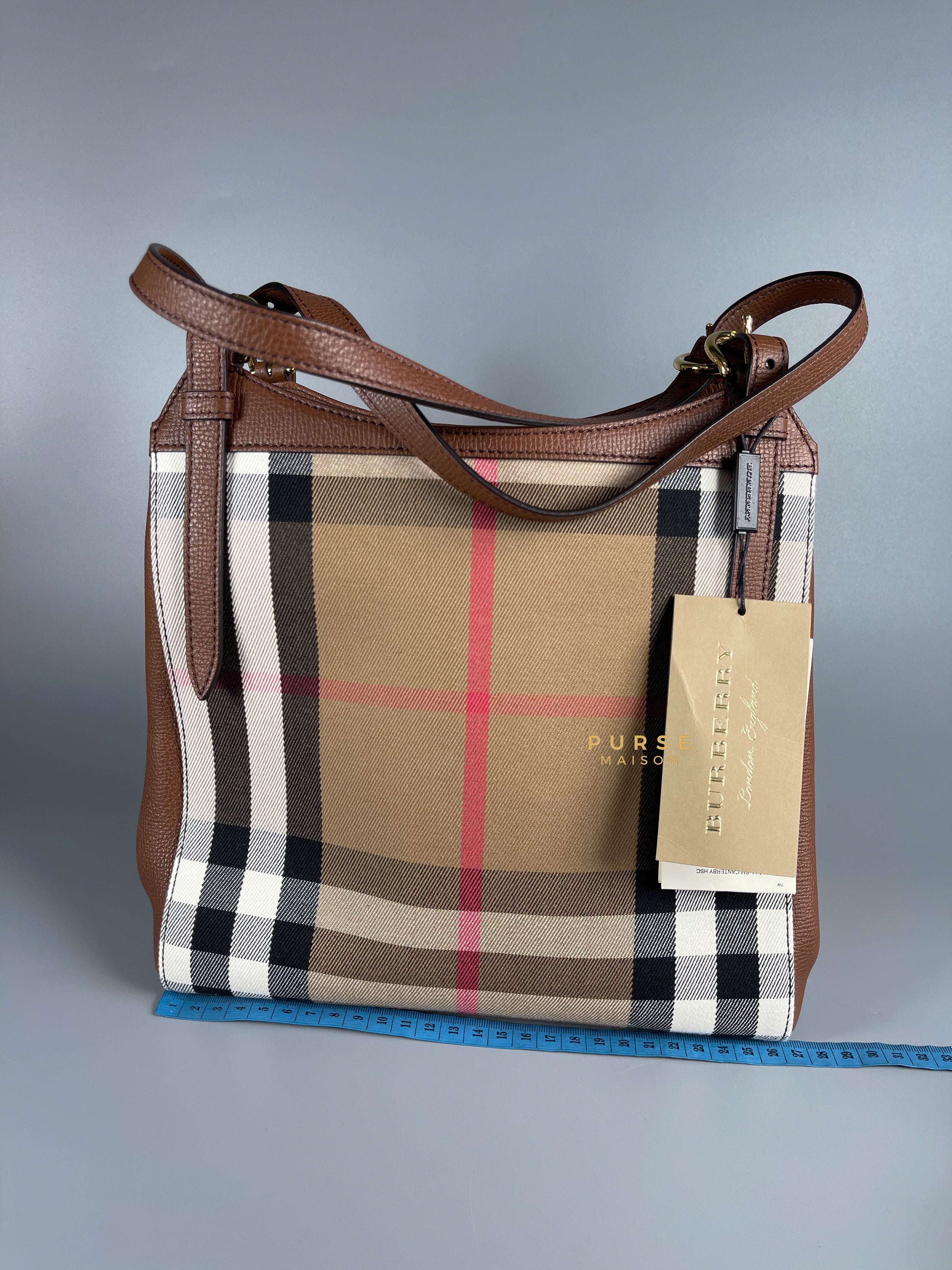 Burberry House Check Derby Leather Small Canterbury Tote Bag | Purse Maison Luxury Bags Shop