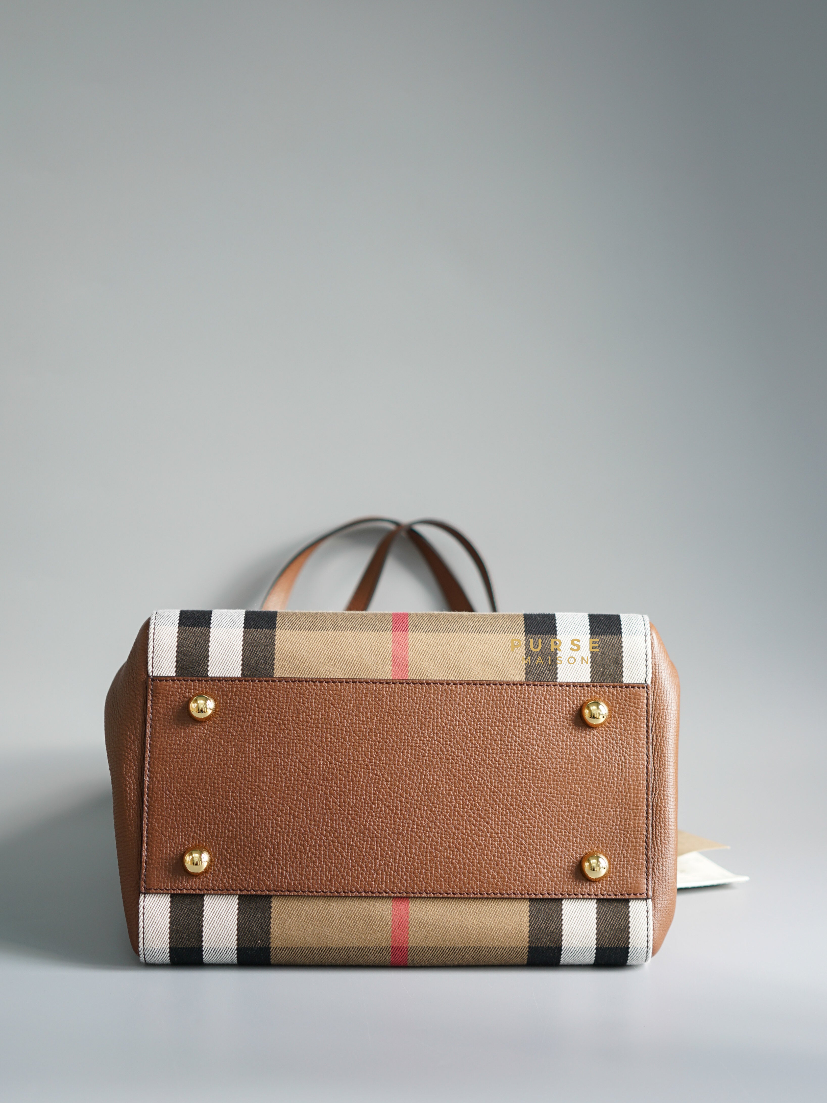 Burberry House Check Derby Leather Small Canterbury Tote Bag | Purse Maison Luxury Bags Shop