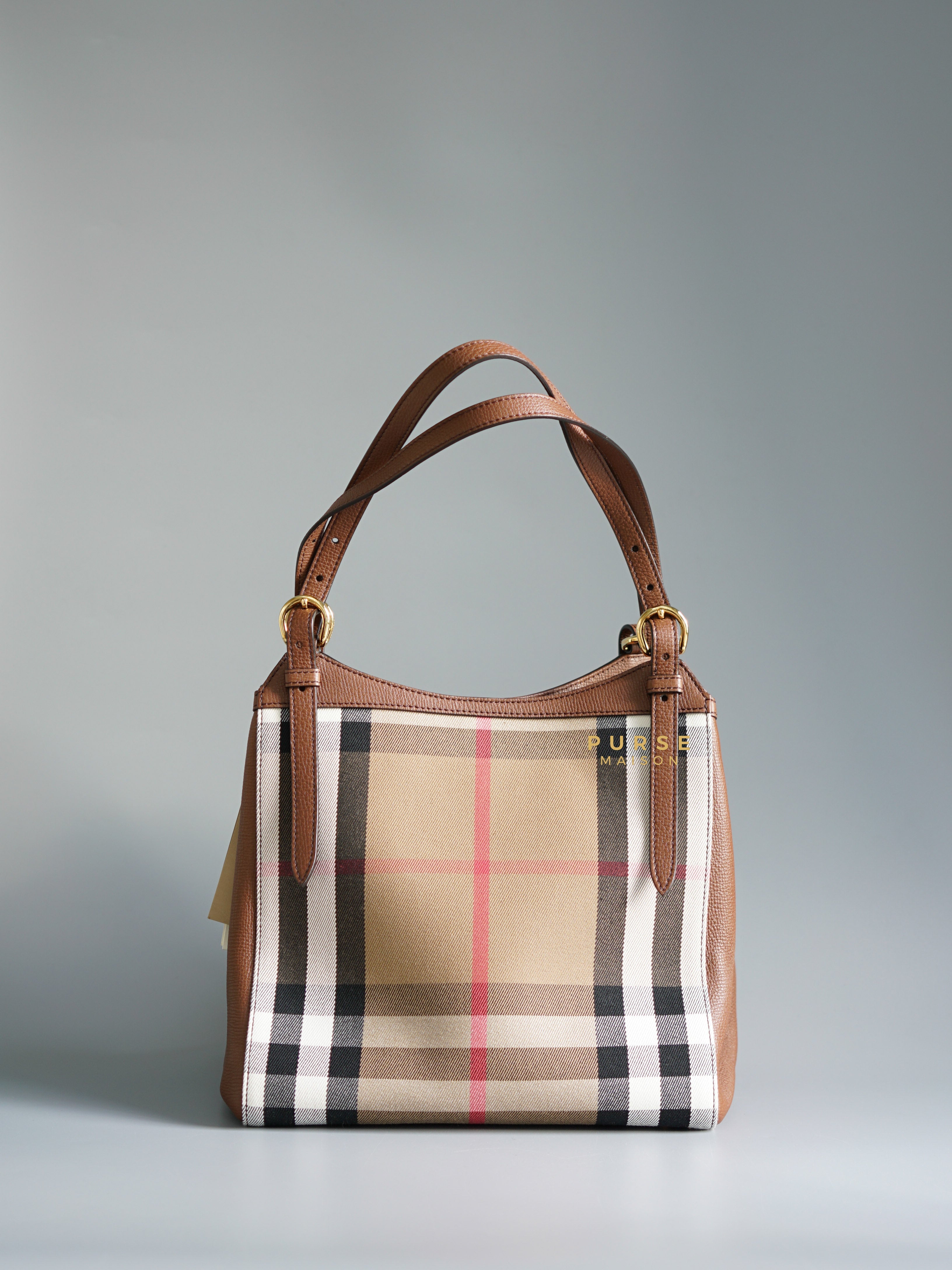 Burberry House Check Derby Leather Small Canterbury Tote Bag | Purse Maison Luxury Bags Shop