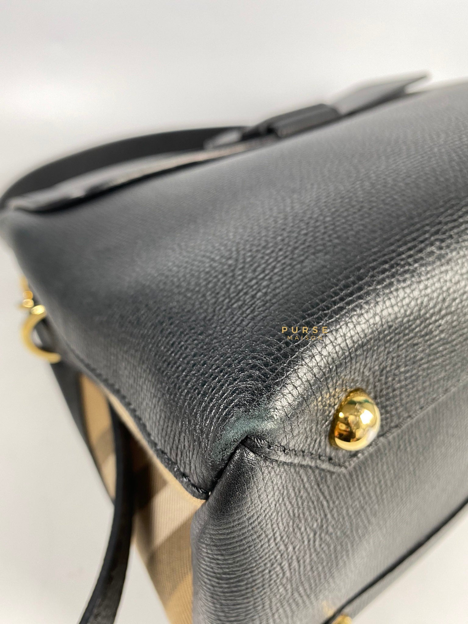 Burberry Medium Camberley House Check Handbag (Black)