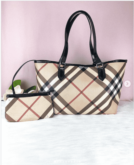 Burberry Supernova Check Tote Bag With Pouch