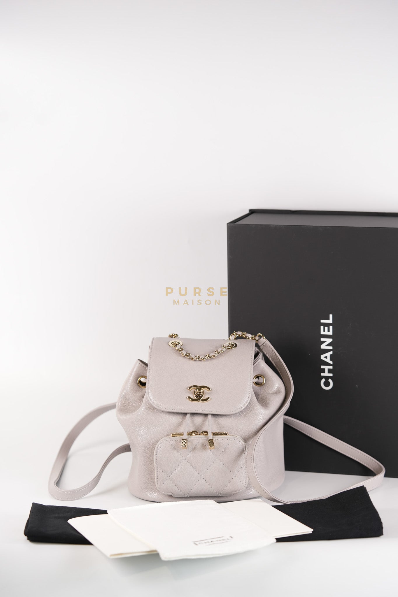 Business Affinity Backpack Gray Caviar Calfskin Leather (Microchip) | Purse Maison Luxury Bags Shop