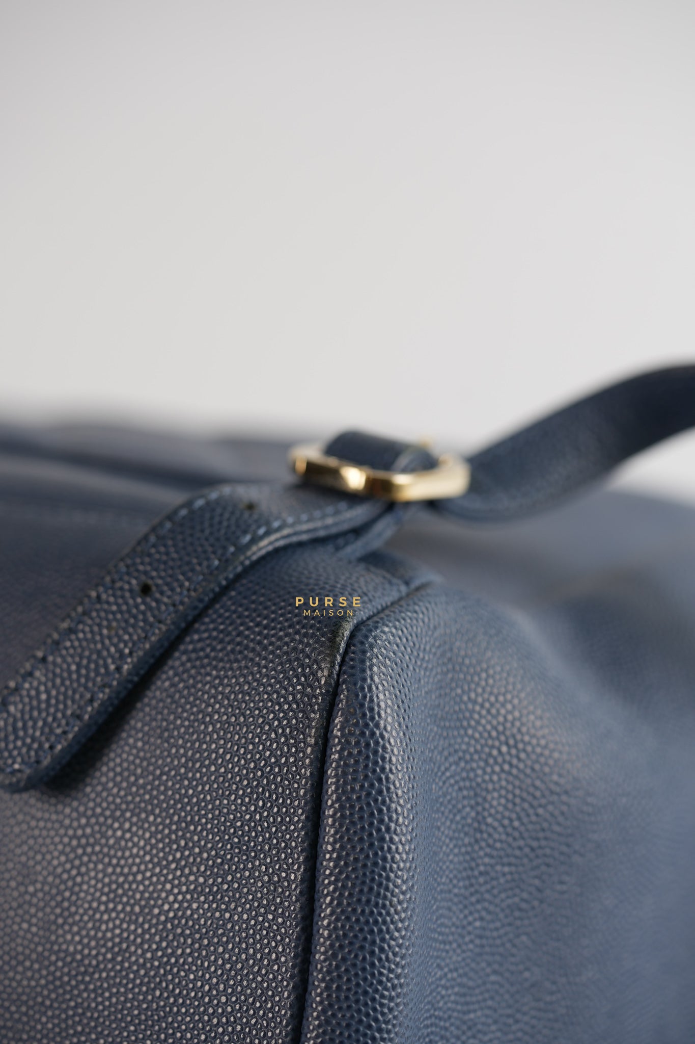 Business Affinity Backpack in Blue Caviar Leather and Gold Hardware Series 26 | Purse Maison Luxury Bags Shop