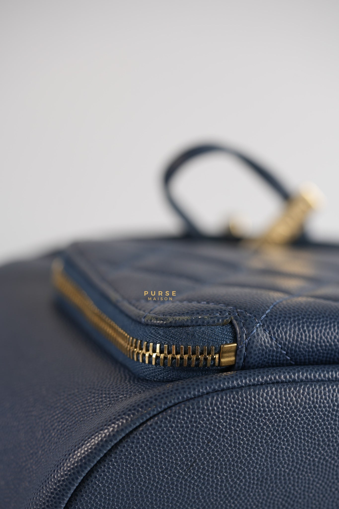 Business Affinity Backpack in Blue Caviar Leather and Gold Hardware Series 26 | Purse Maison Luxury Bags Shop