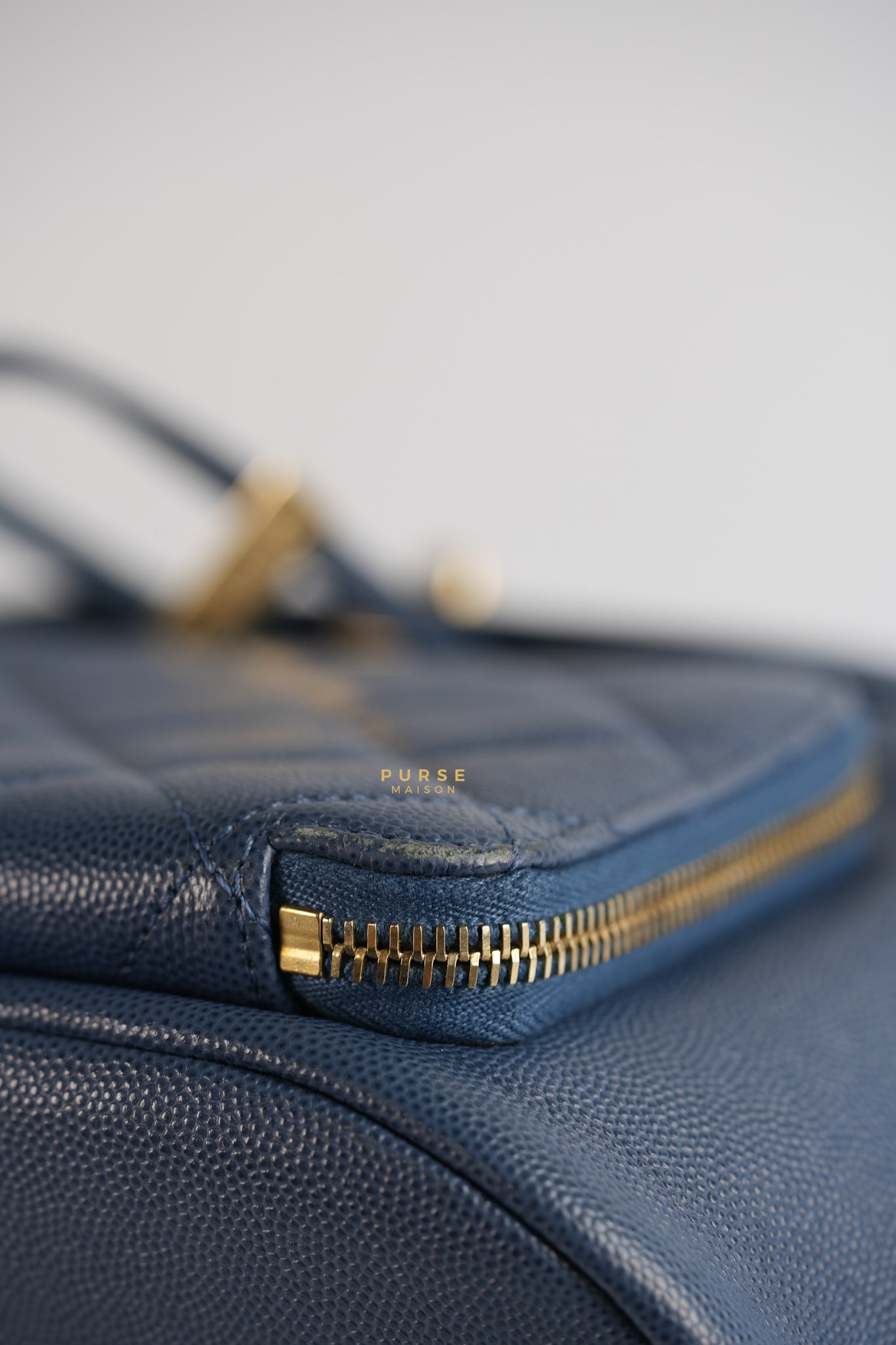 Business Affinity Backpack in Blue Caviar Leather and Gold Hardware Series 26 | Purse Maison Luxury Bags Shop