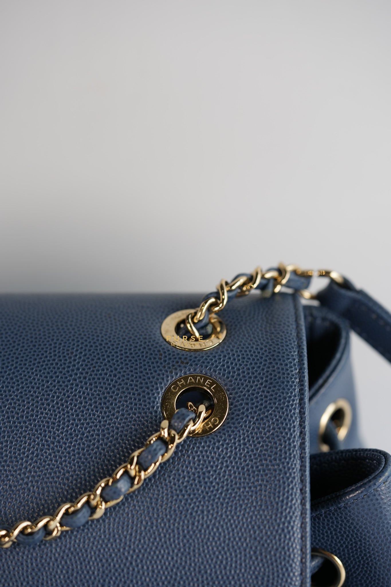 Business Affinity Backpack in Blue Caviar Leather and Gold Hardware Series 26 | Purse Maison Luxury Bags Shop