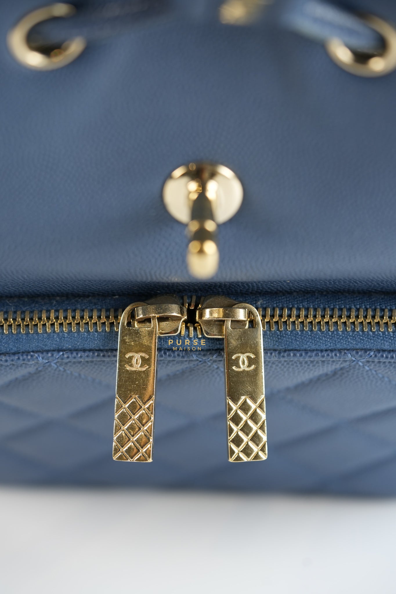 Business Affinity Backpack in Blue Caviar Leather and Gold Hardware Series 26 | Purse Maison Luxury Bags Shop