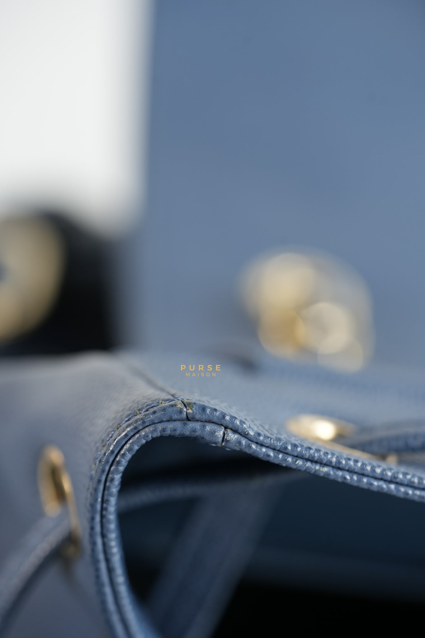 Business Affinity Backpack in Blue Caviar Leather and Gold Hardware Series 26 | Purse Maison Luxury Bags Shop