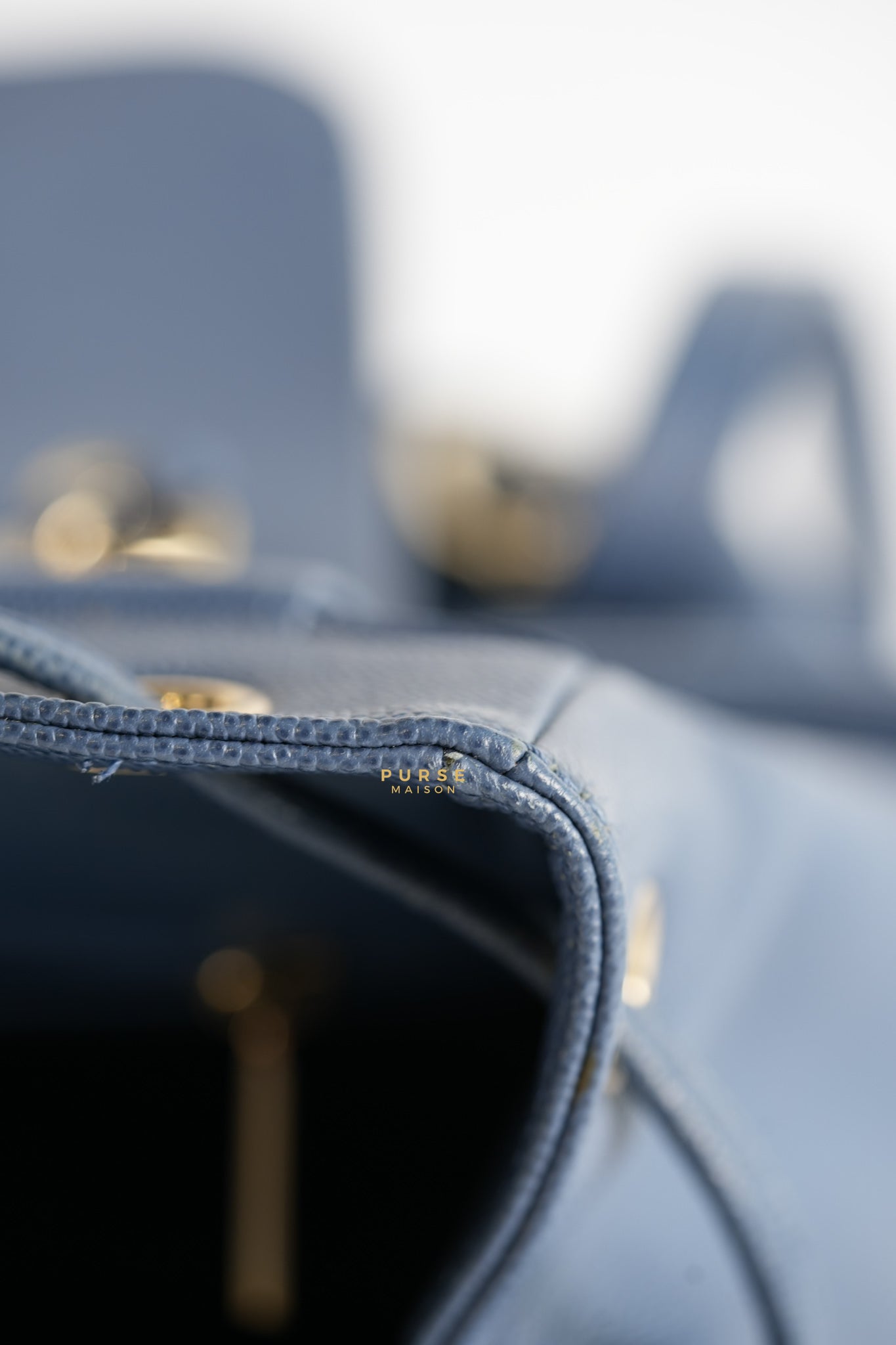 Business Affinity Backpack in Blue Caviar Leather and Gold Hardware Series 26 | Purse Maison Luxury Bags Shop