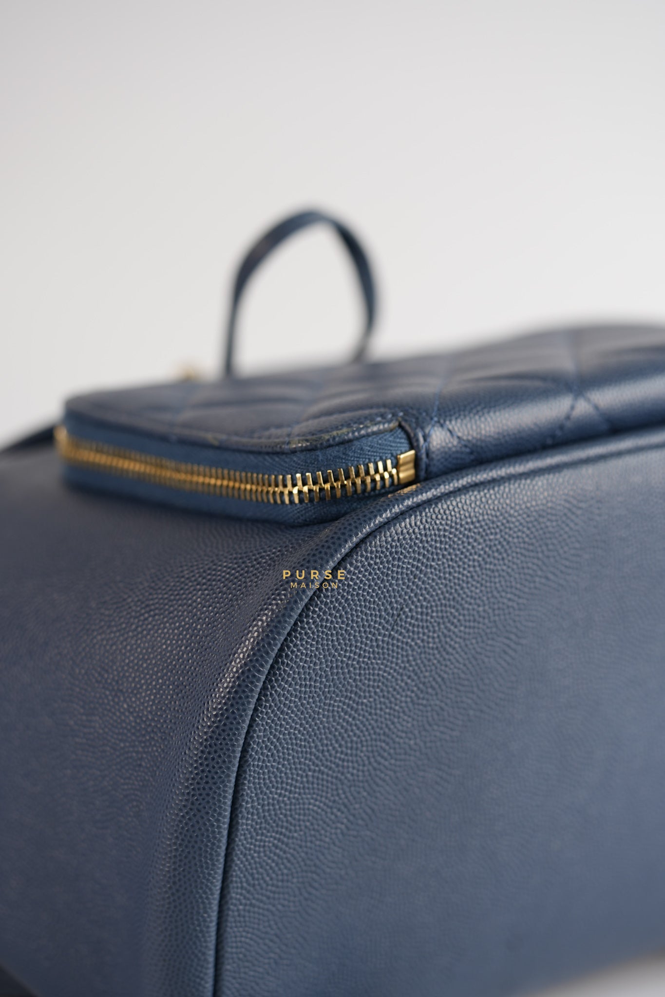 Business Affinity Backpack in Blue Caviar Leather and Gold Hardware Series 26 | Purse Maison Luxury Bags Shop