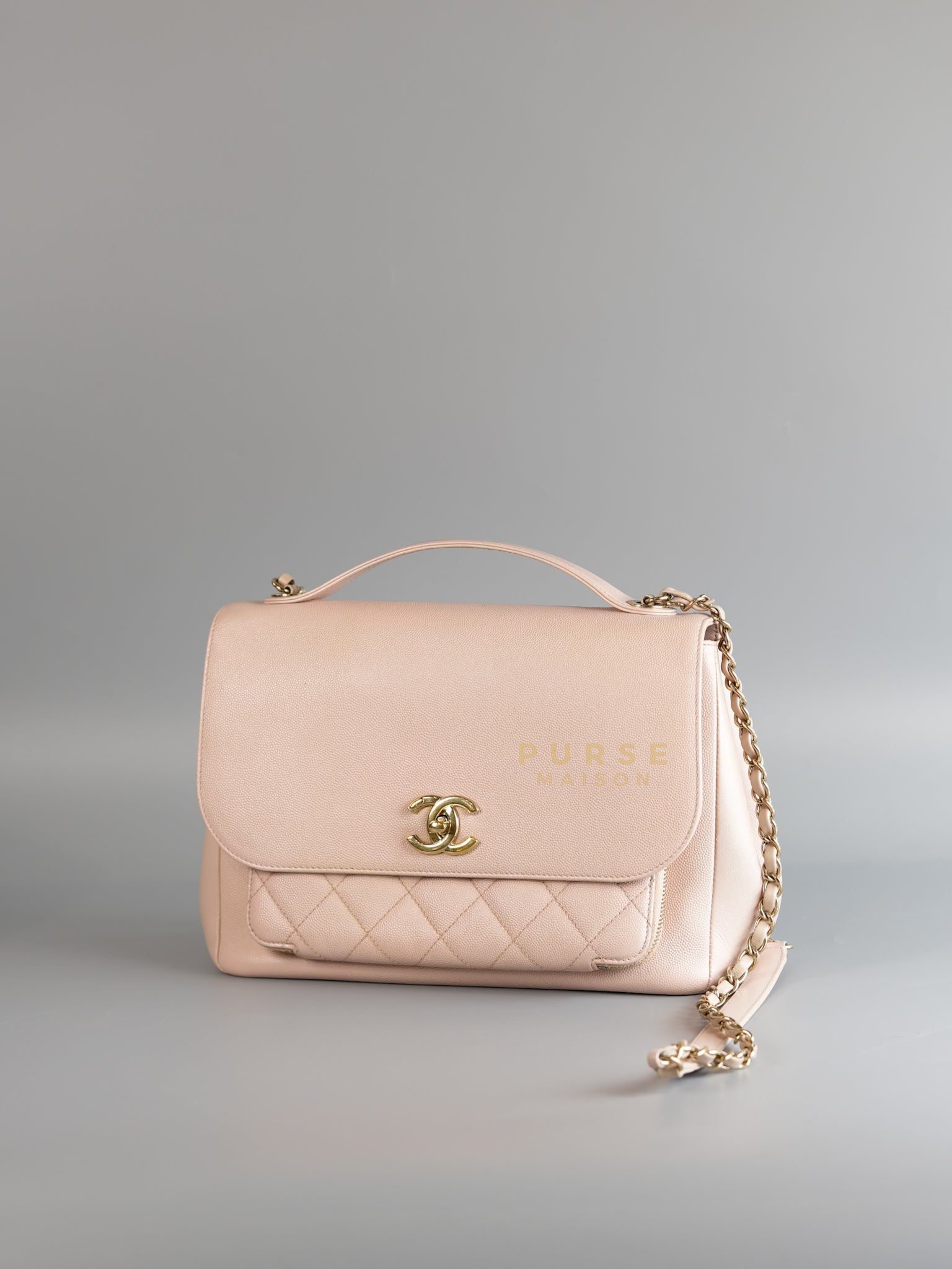 Business Affinity Large in Light Pink Caviar Leather and Light Gold Hardware Series 23 | Purse Maison Luxury Bags Shop