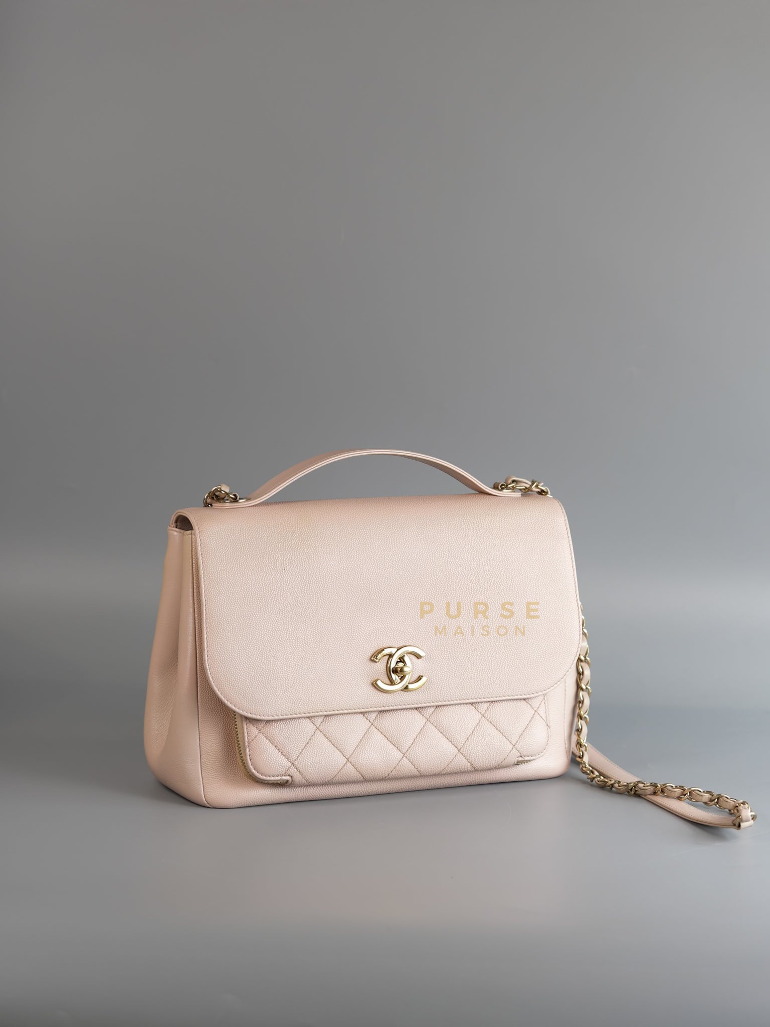 Business Affinity Large in Light Pink Caviar Leather and Light Gold Hardware Series 23 | Purse Maison Luxury Bags Shop