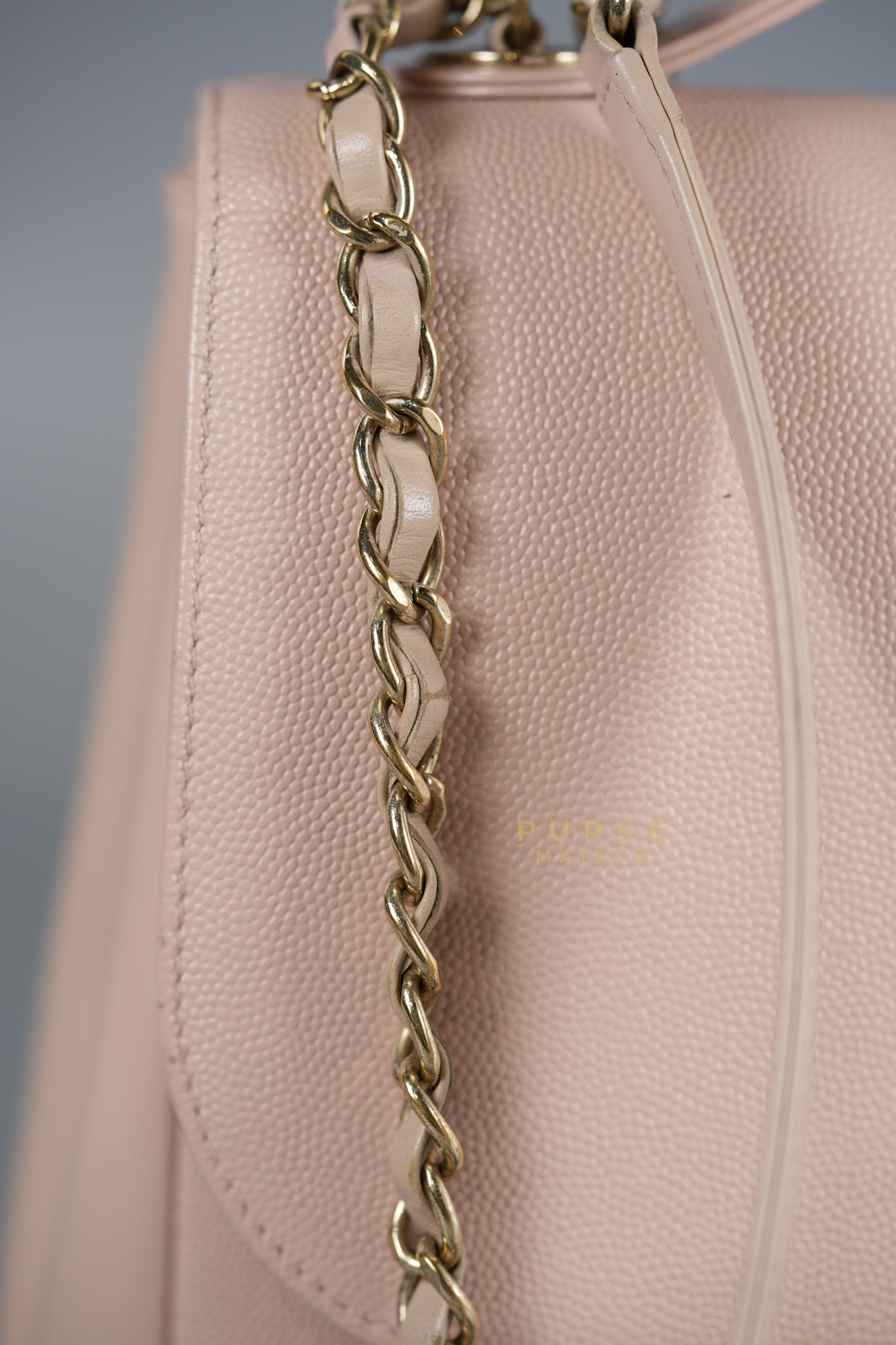 Business Affinity Large in Light Pink Caviar Leather and Light Gold Hardware Series 23 | Purse Maison Luxury Bags Shop