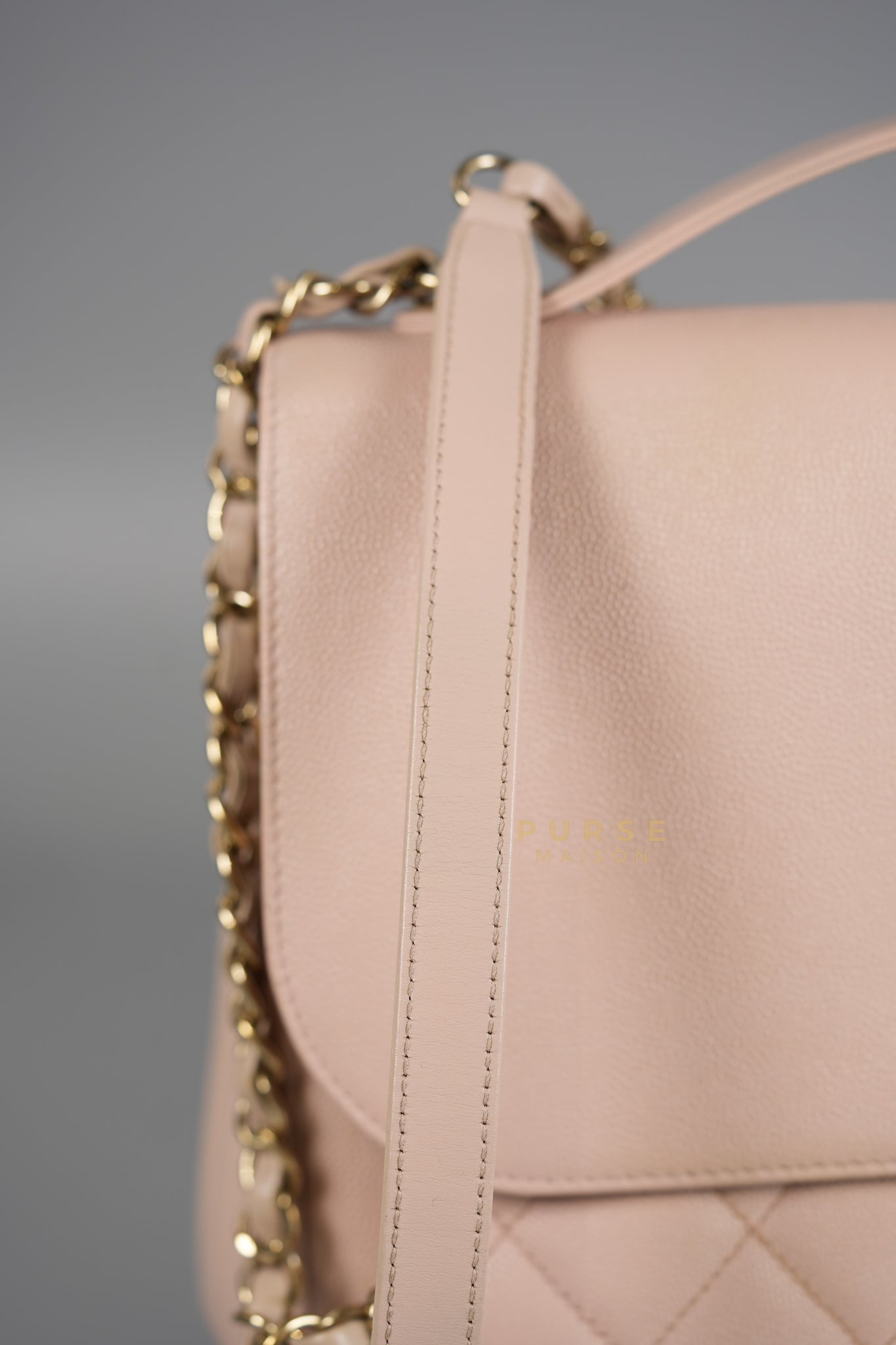 Business Affinity Large in Light Pink Caviar Leather and Light Gold Hardware Series 23 | Purse Maison Luxury Bags Shop