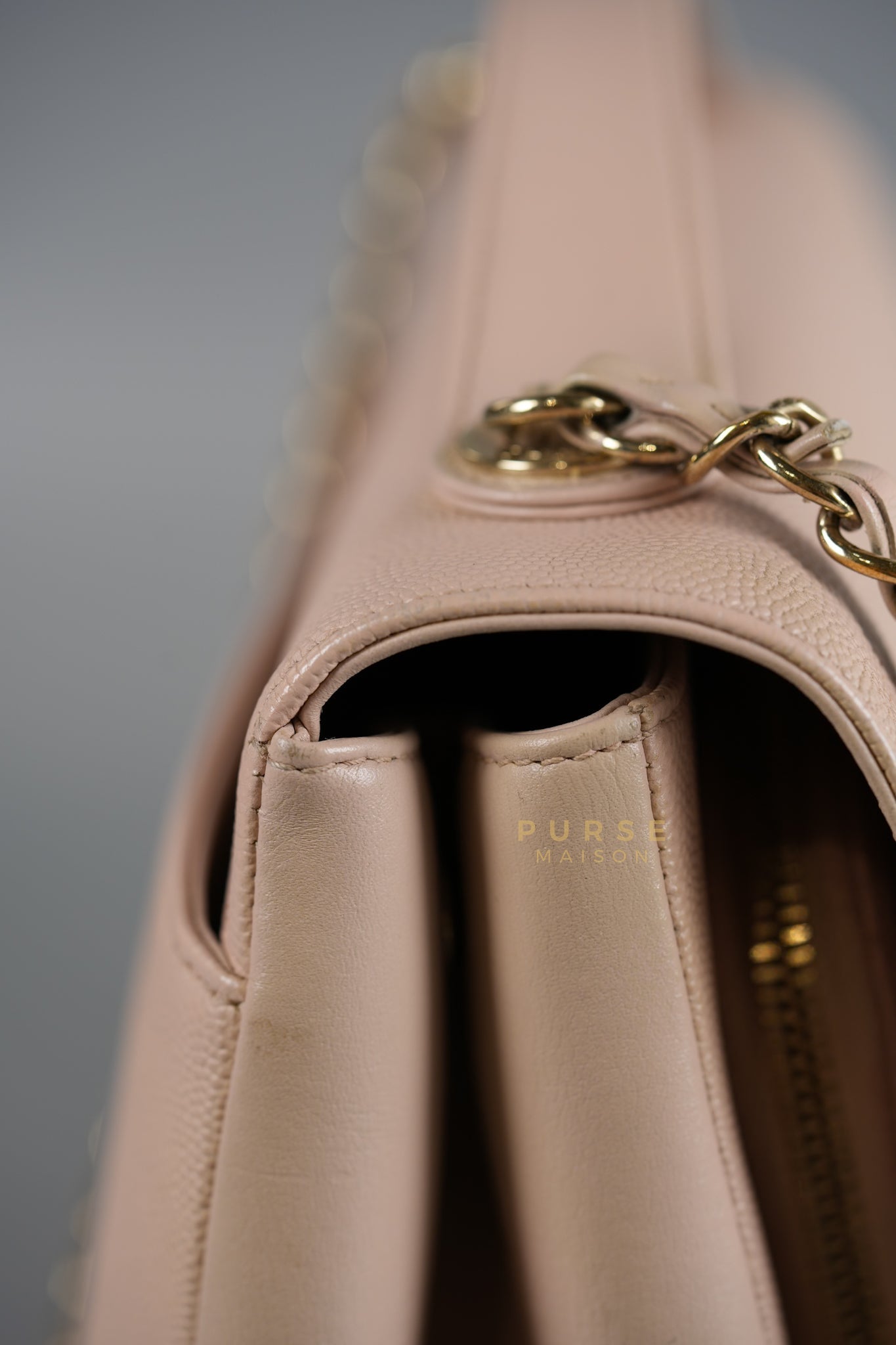 Business Affinity Large in Light Pink Caviar Leather and Light Gold Hardware Series 23 | Purse Maison Luxury Bags Shop