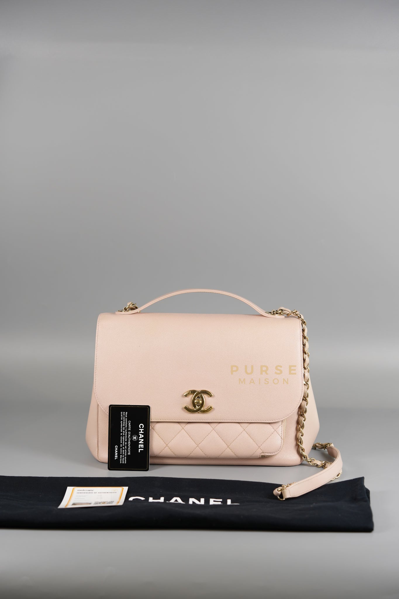 Business Affinity Large in Light Pink Caviar Leather and Light Gold Hardware Series 23 | Purse Maison Luxury Bags Shop