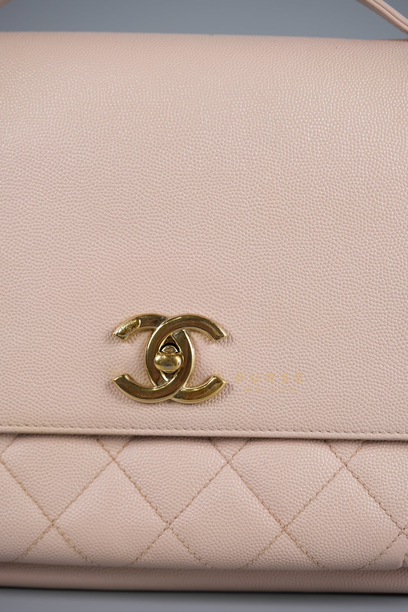 Business Affinity Large in Light Pink Caviar Leather and Light Gold Hardware Series 23 | Purse Maison Luxury Bags Shop