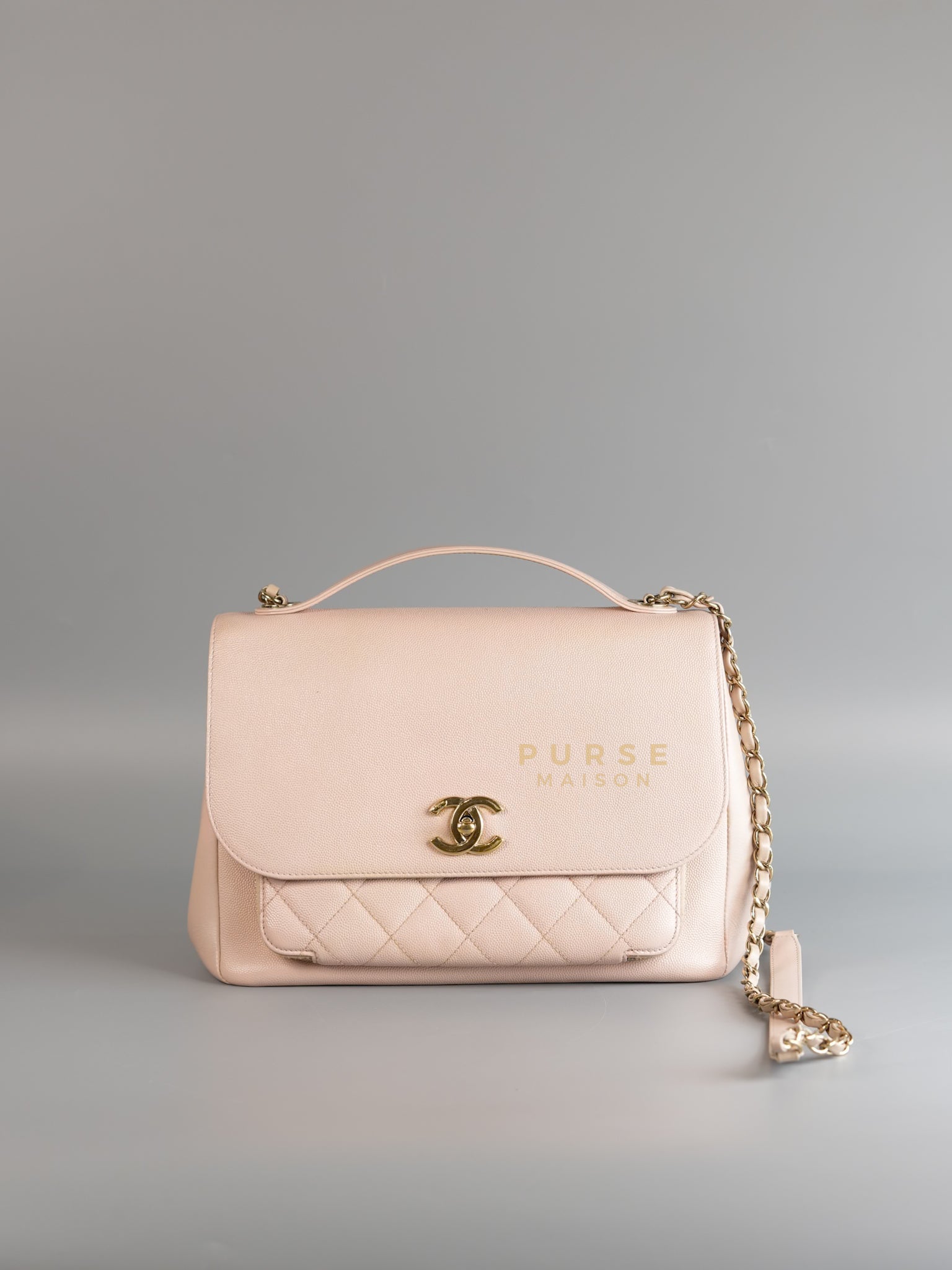 Business Affinity Large in Light Pink Caviar Leather and Light Gold Hardware Series 23 | Purse Maison Luxury Bags Shop