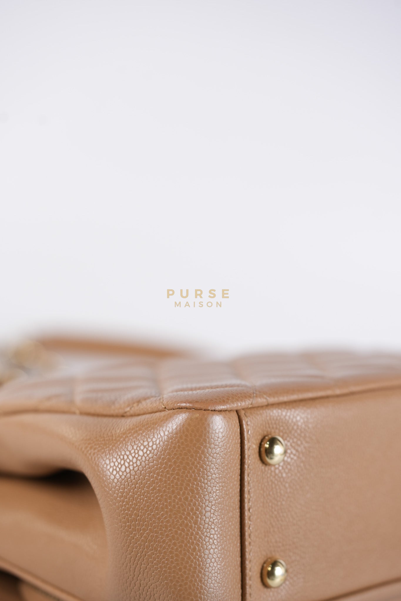 Business Affinity Medium Caramel in Caviar Leather and Gold Hardware (Microchip) | Purse Maison Luxury Bags Shop
