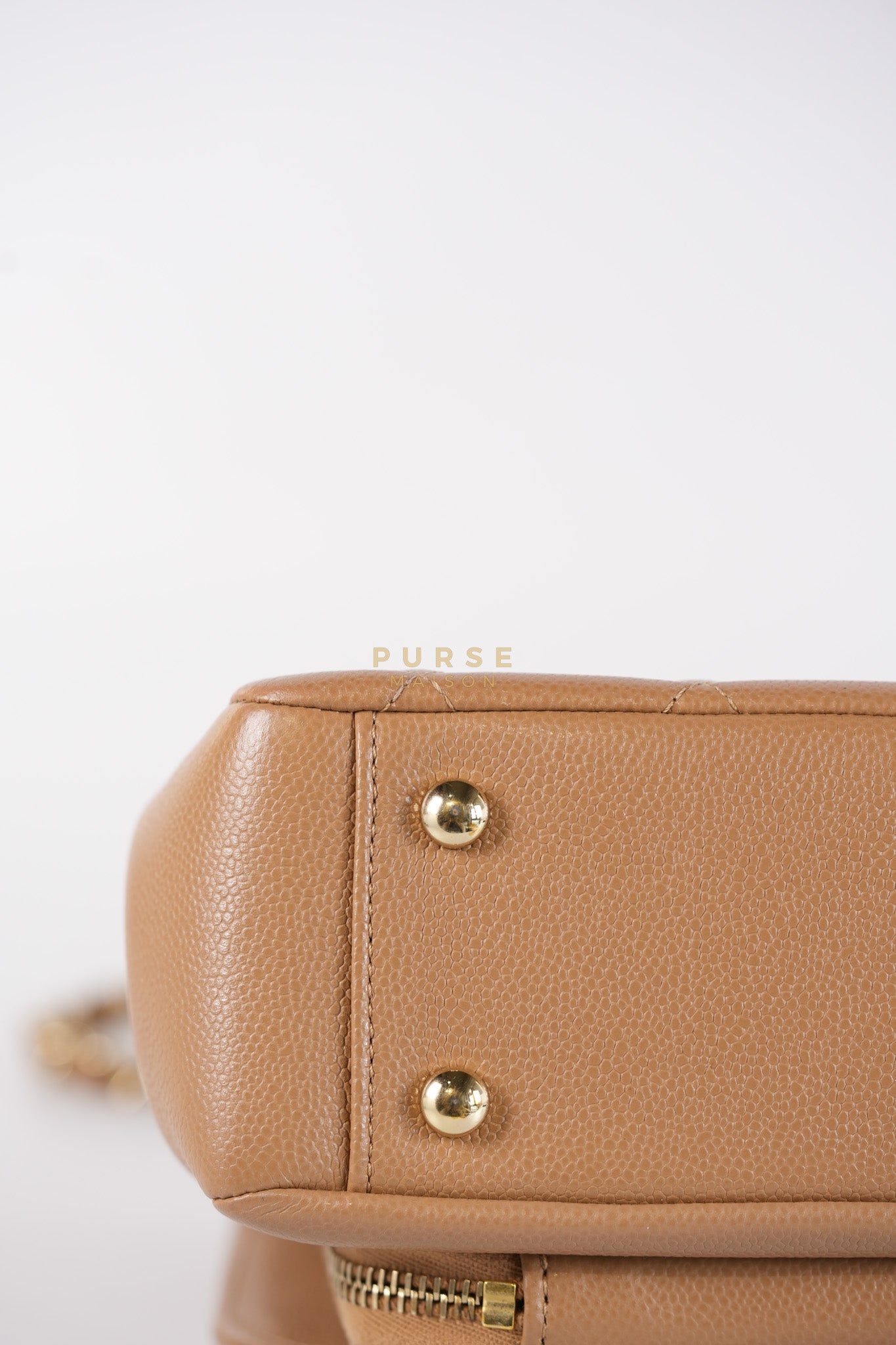 Business Affinity Medium Caramel in Caviar Leather and Gold Hardware (Microchip) | Purse Maison Luxury Bags Shop