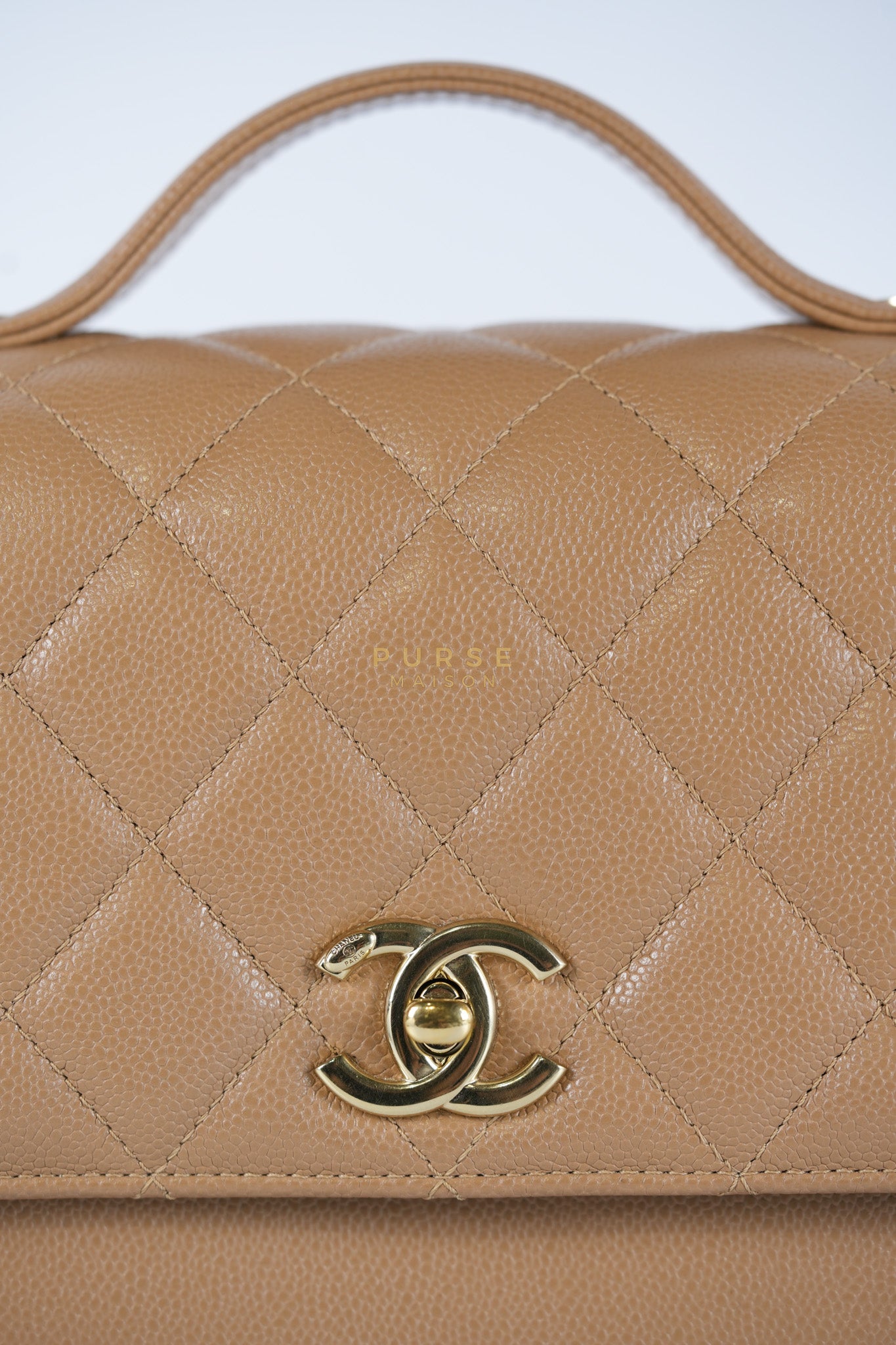 Business Affinity Medium Caramel in Caviar Leather and Gold Hardware (Microchip) | Purse Maison Luxury Bags Shop