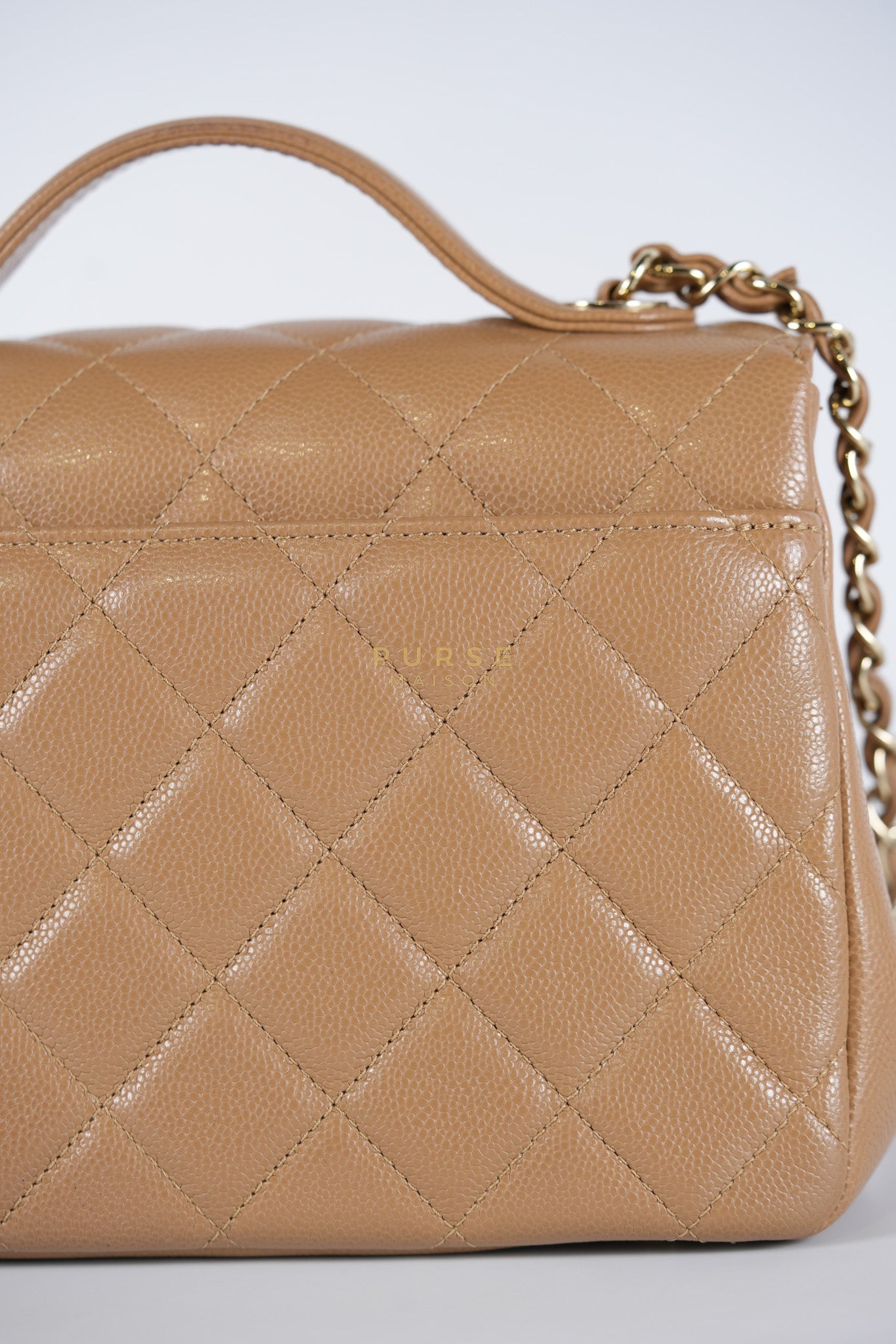 Business Affinity Medium Caramel in Caviar Leather and Gold Hardware (Microchip) | Purse Maison Luxury Bags Shop