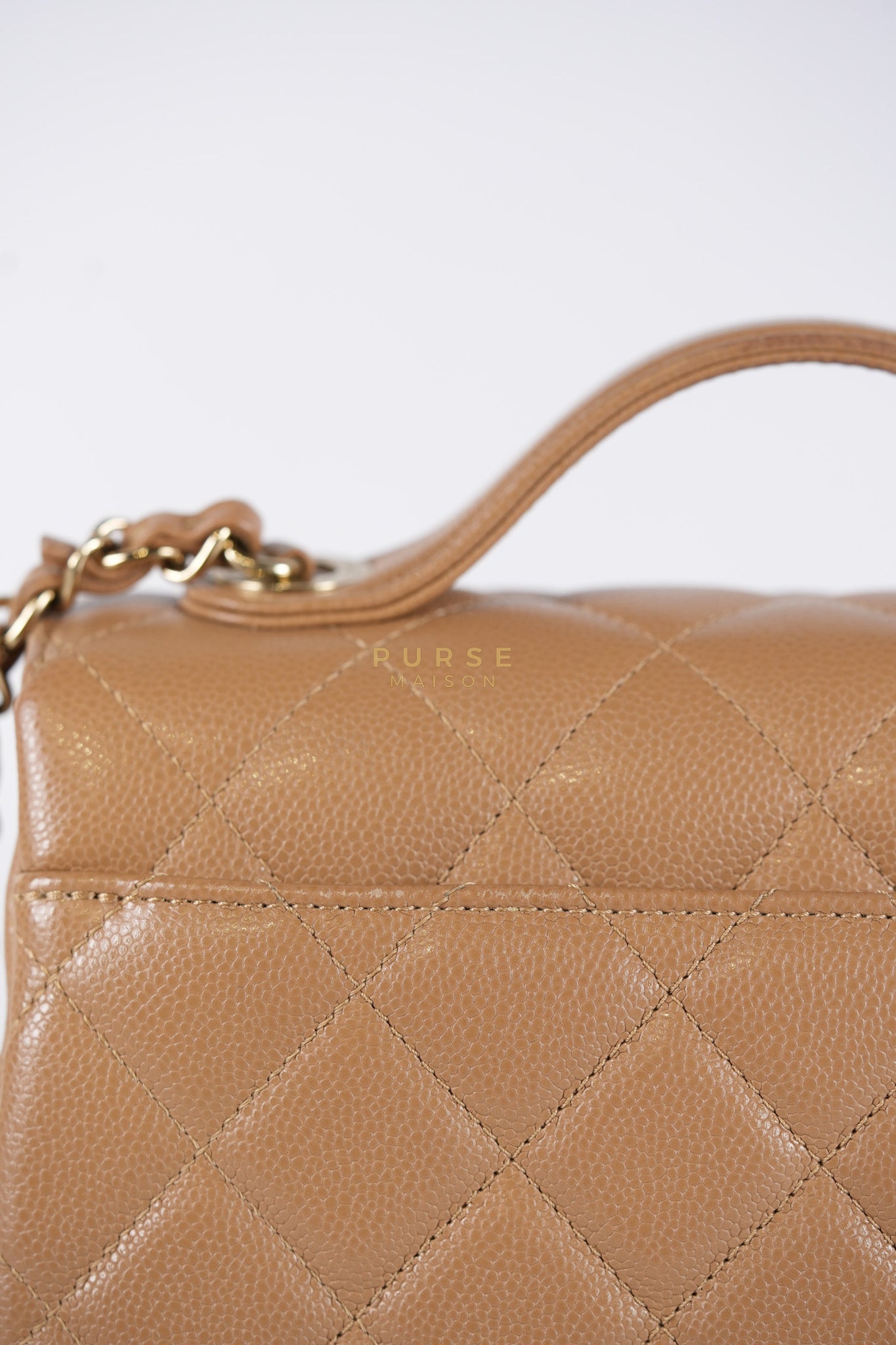 Business Affinity Medium Caramel in Caviar Leather and Gold Hardware (Microchip) | Purse Maison Luxury Bags Shop