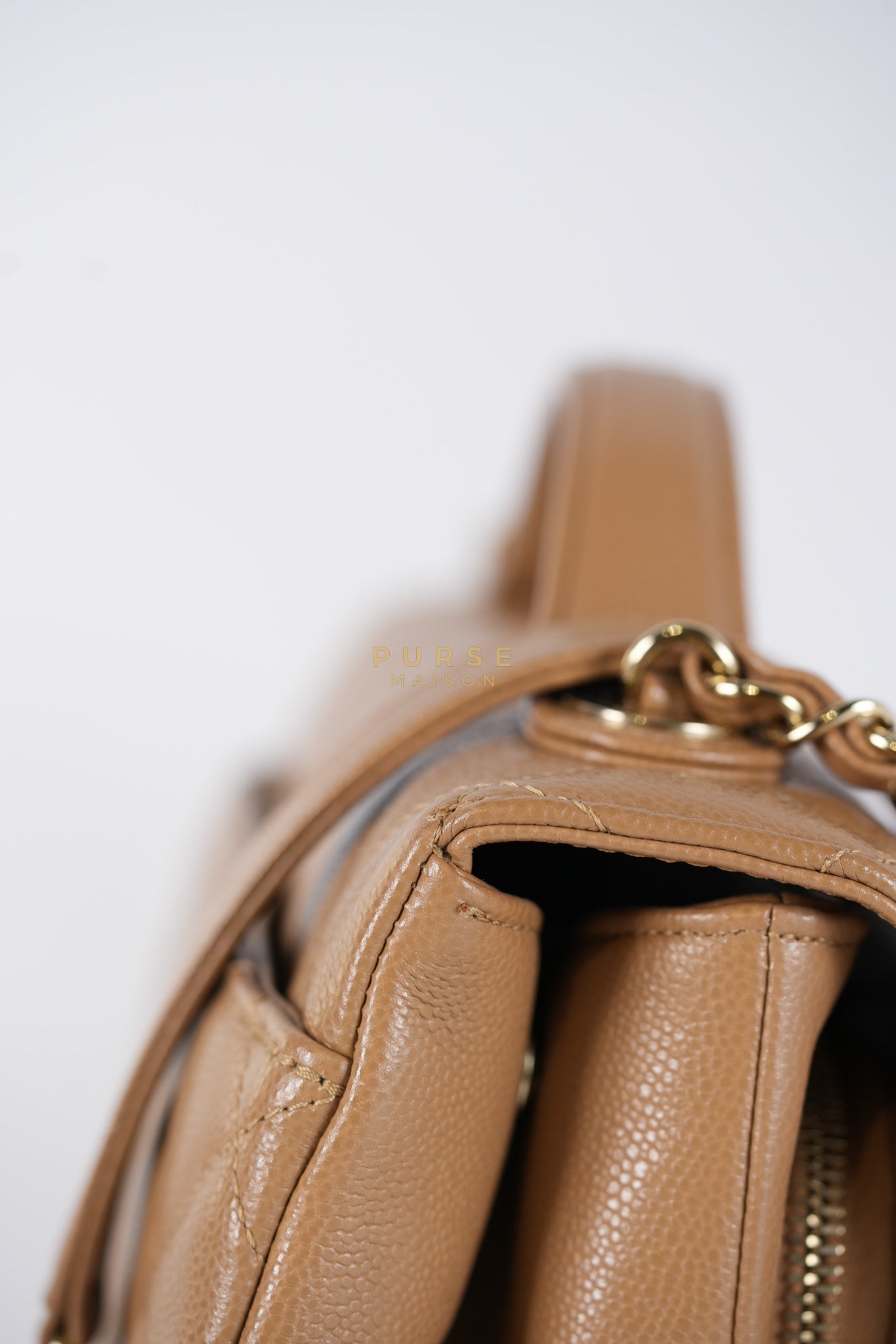 Business Affinity Medium Caramel in Caviar Leather and Gold Hardware (Microchip) | Purse Maison Luxury Bags Shop