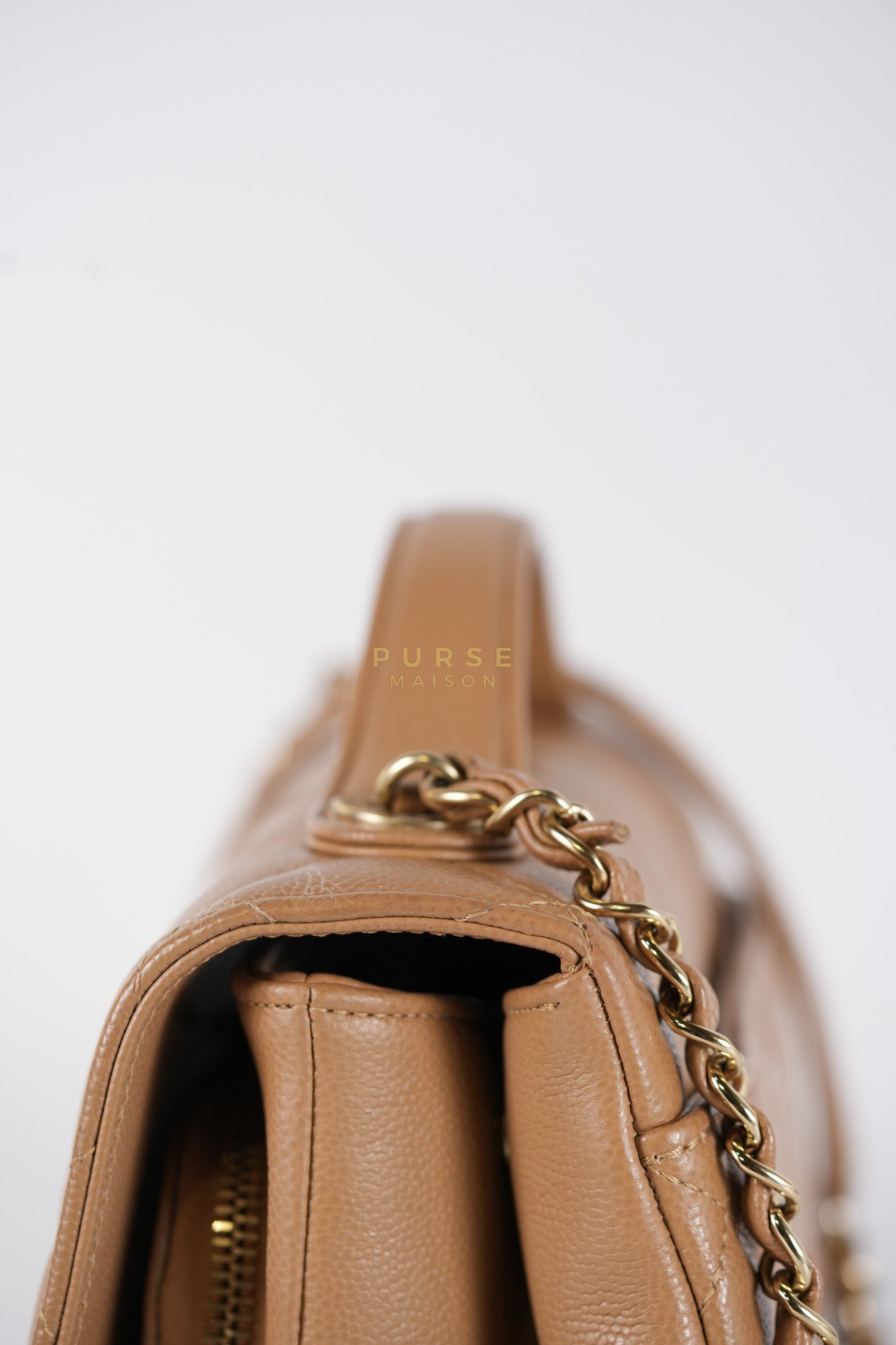 Business Affinity Medium Caramel in Caviar Leather and Gold Hardware (Microchip) | Purse Maison Luxury Bags Shop