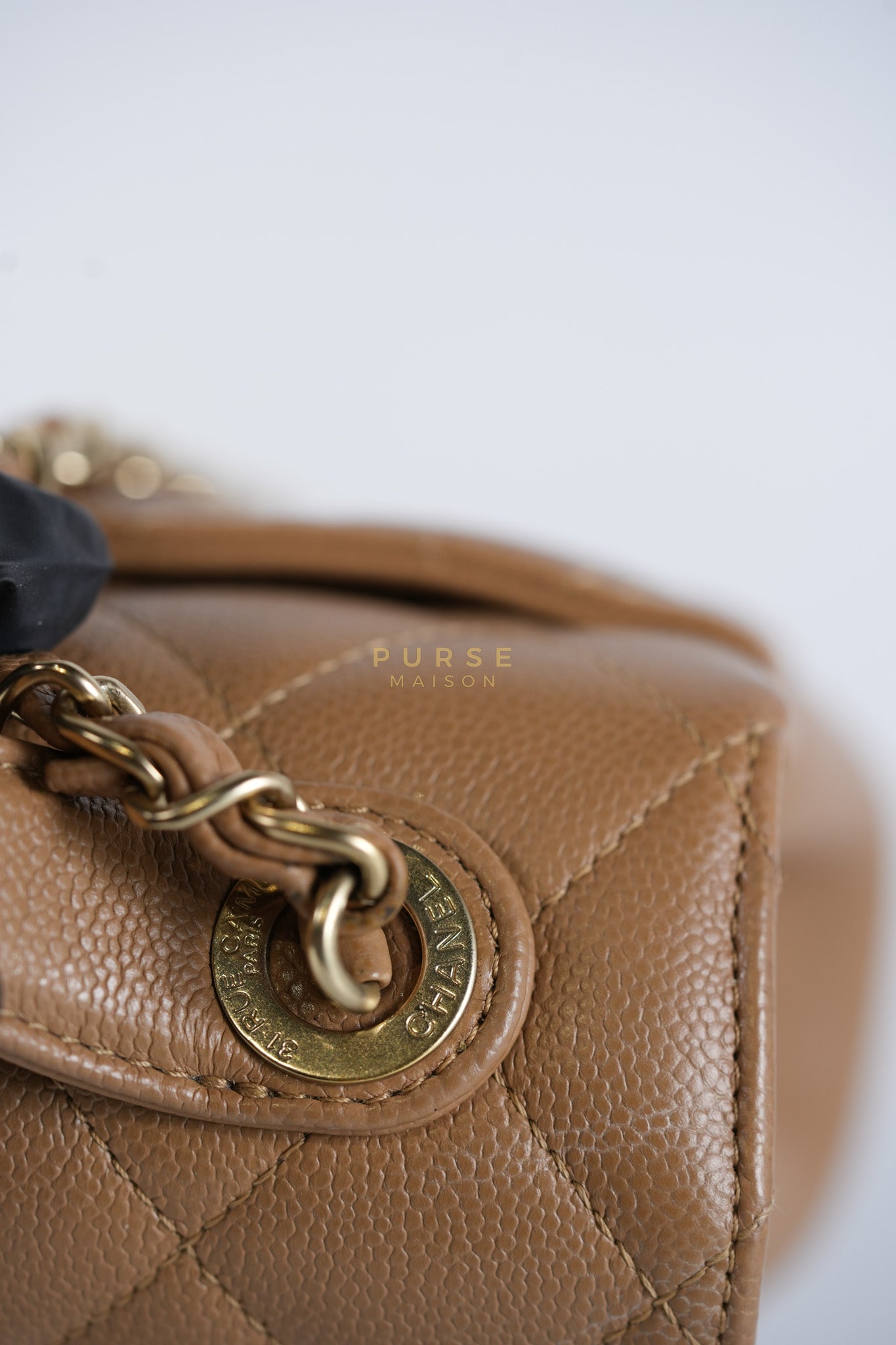 Business Affinity Medium Caramel in Caviar Leather and Gold Hardware (Microchip) | Purse Maison Luxury Bags Shop
