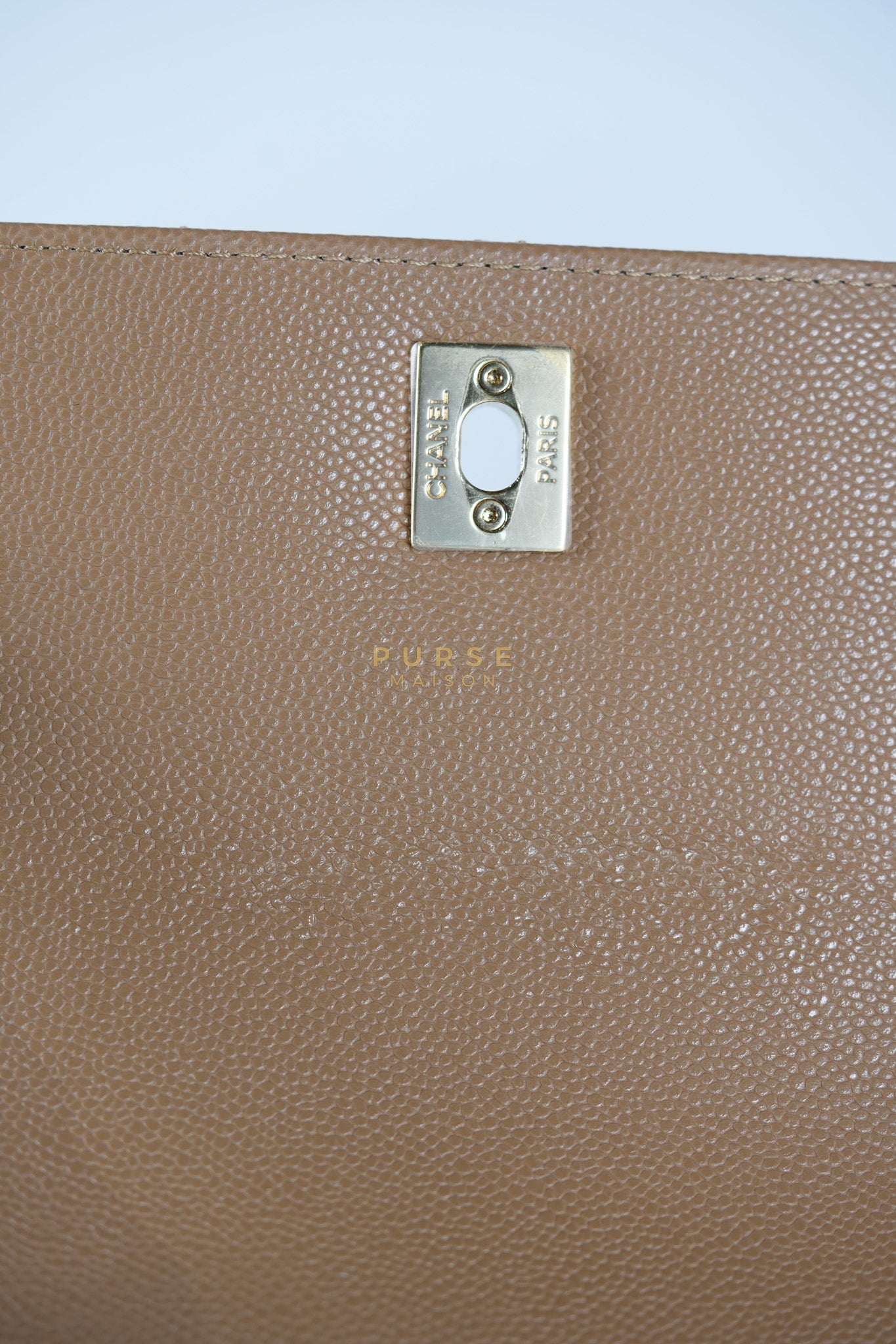 Business Affinity Medium Caramel in Caviar Leather and Gold Hardware (Microchip) | Purse Maison Luxury Bags Shop