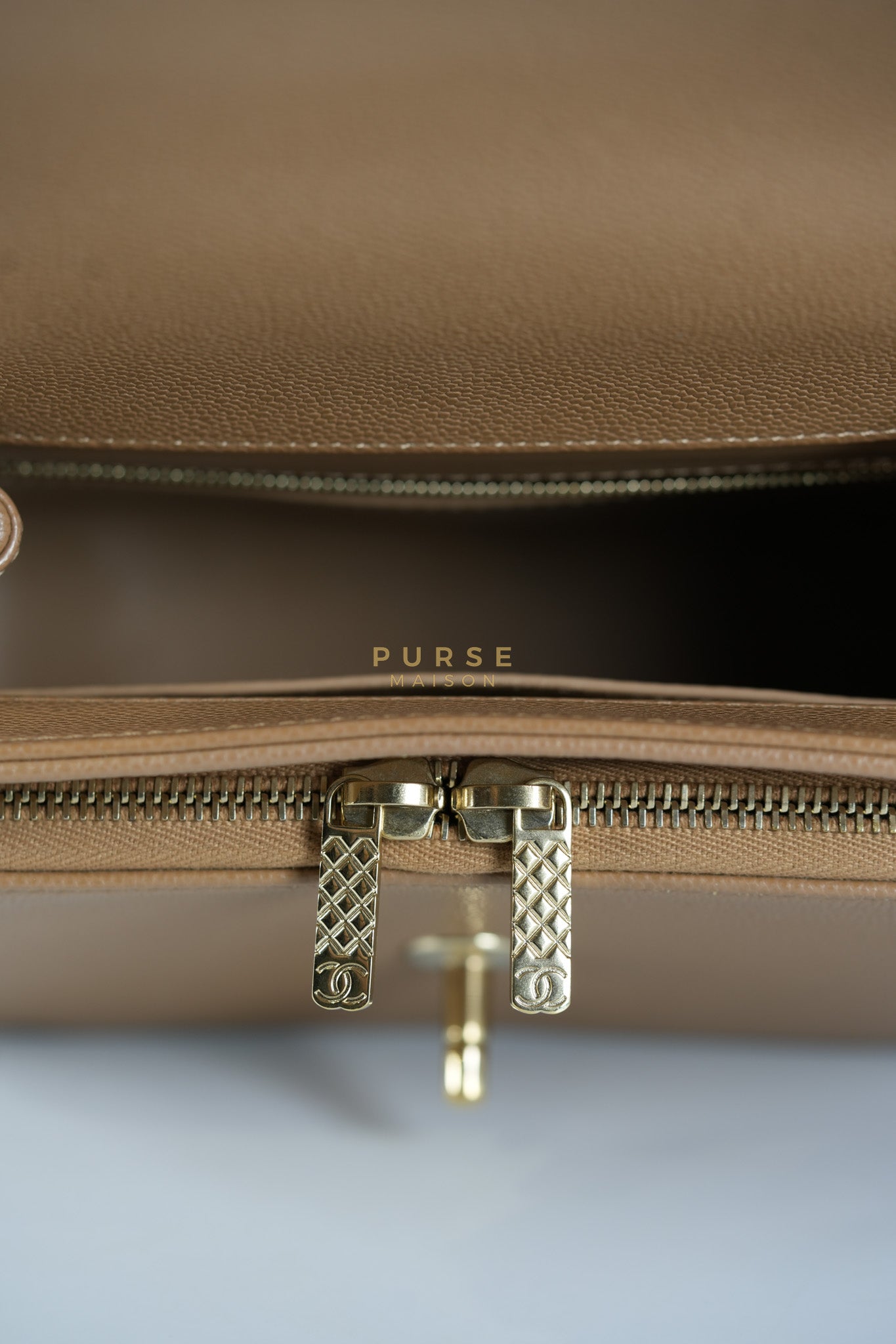Business Affinity Medium Caramel in Caviar Leather and Gold Hardware (Microchip) | Purse Maison Luxury Bags Shop