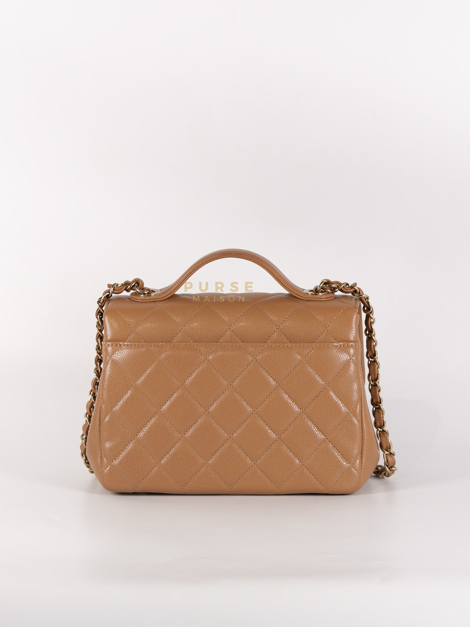Business Affinity Medium Caramel in Caviar Leather and Gold Hardware (Microchip) | Purse Maison Luxury Bags Shop