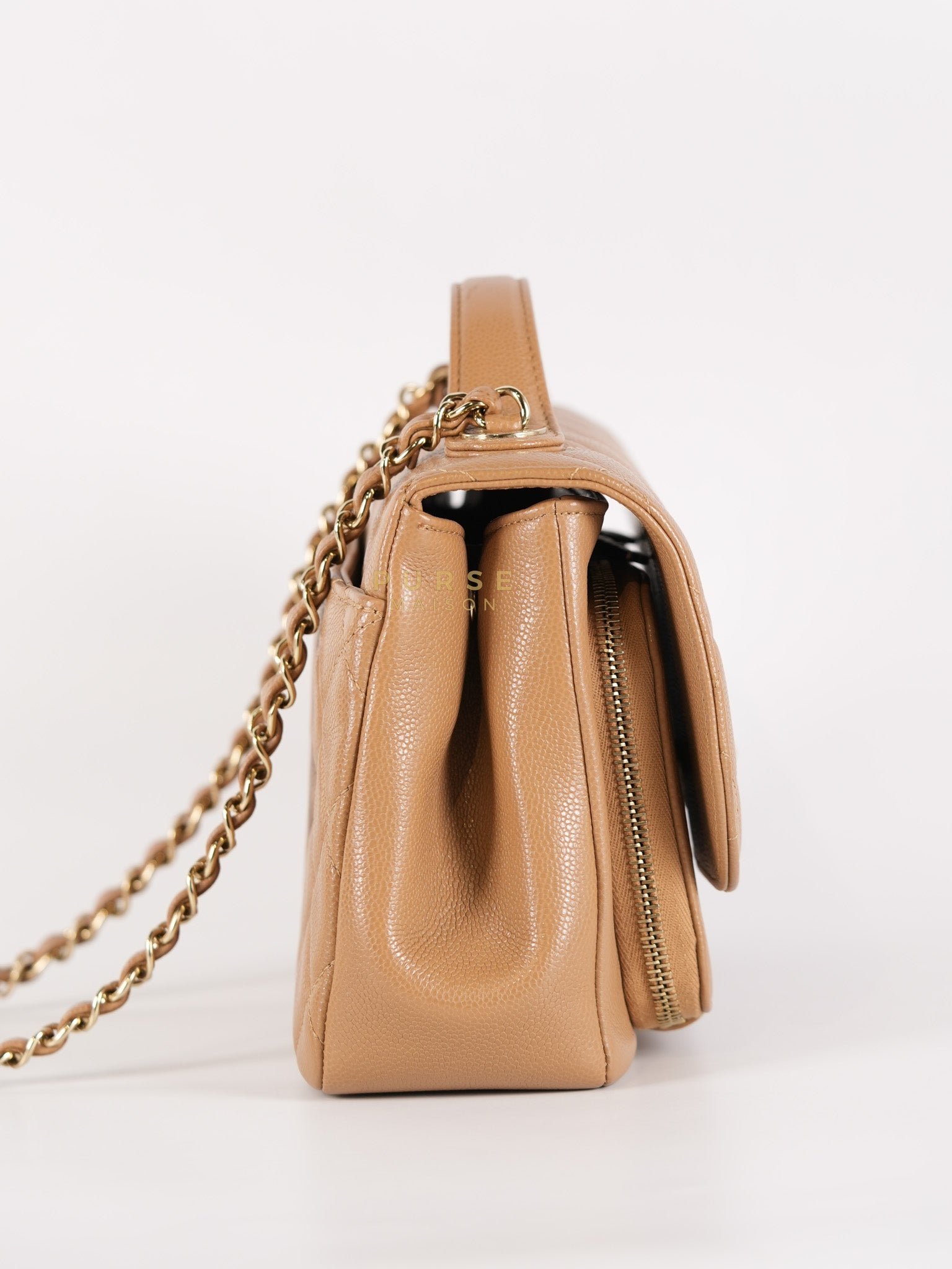 Business Affinity Medium Caramel in Caviar Leather and Gold Hardware (Microchip) | Purse Maison Luxury Bags Shop