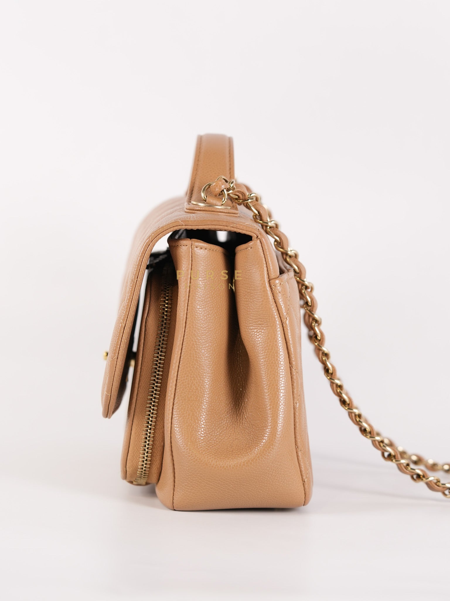 Business Affinity Medium Caramel in Caviar Leather and Gold Hardware (Microchip) | Purse Maison Luxury Bags Shop