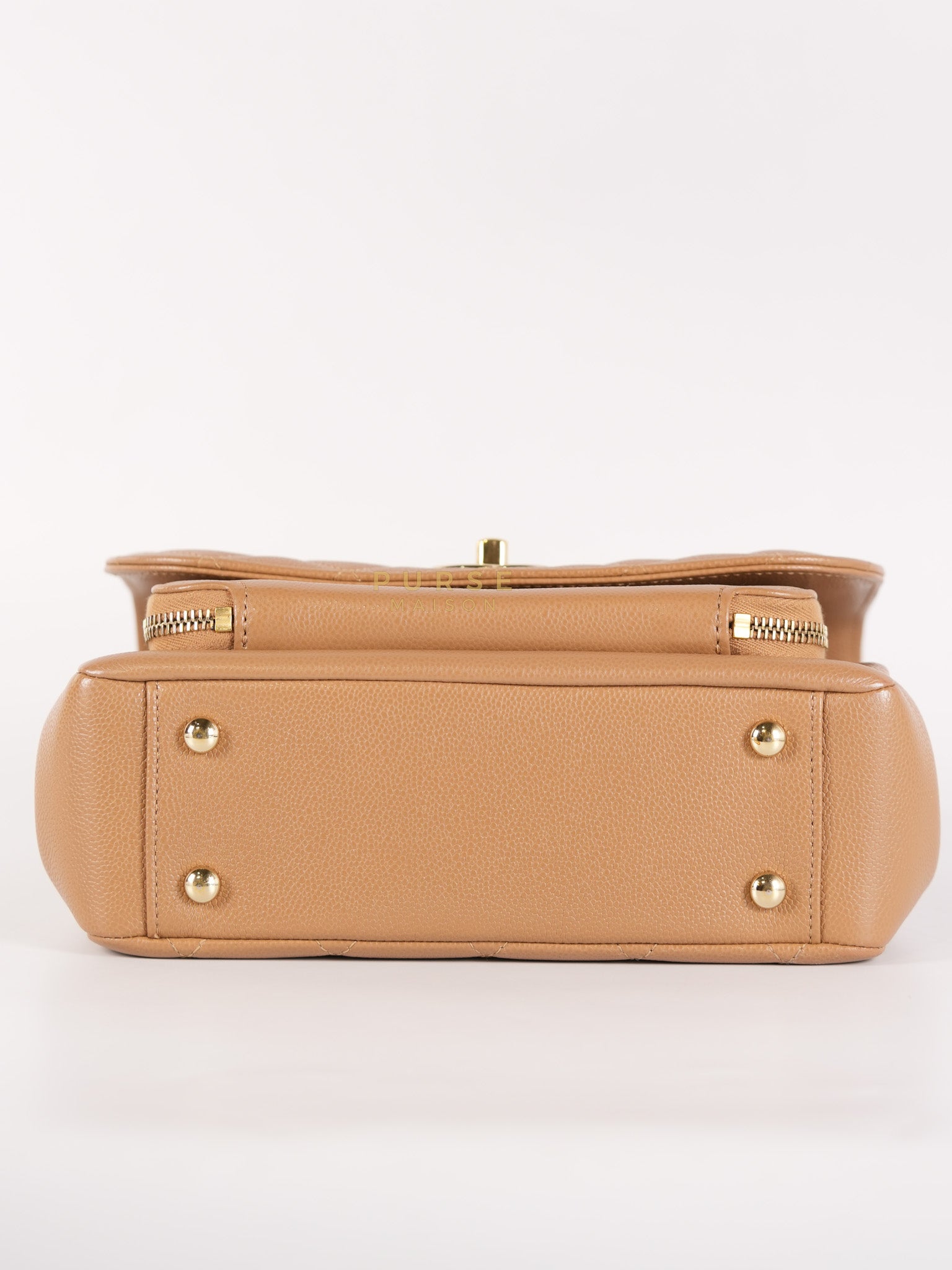 Business Affinity Medium Caramel in Caviar Leather and Gold Hardware (Microchip) | Purse Maison Luxury Bags Shop
