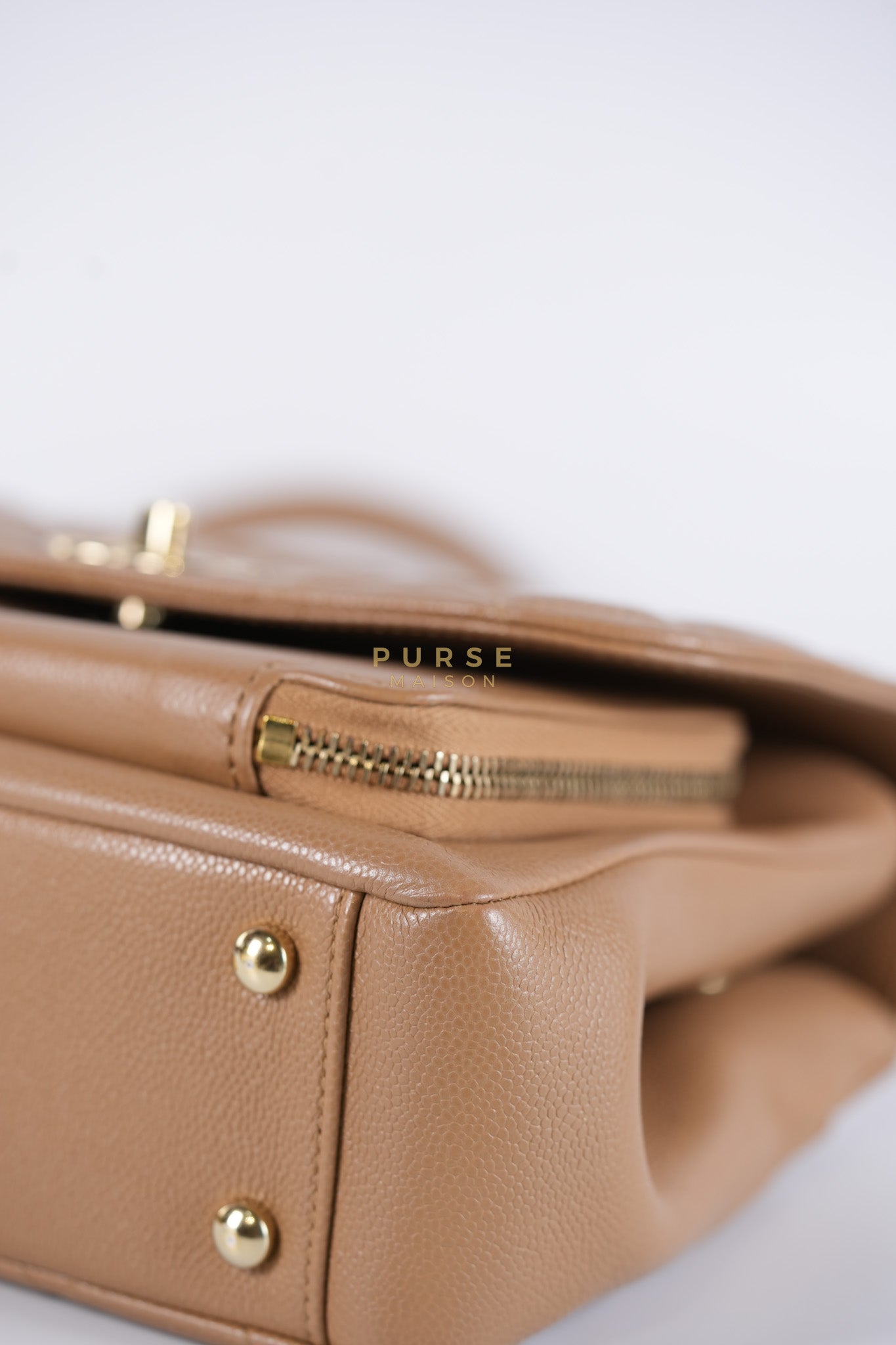 Business Affinity Medium Caramel in Caviar Leather and Gold Hardware (Microchip) | Purse Maison Luxury Bags Shop